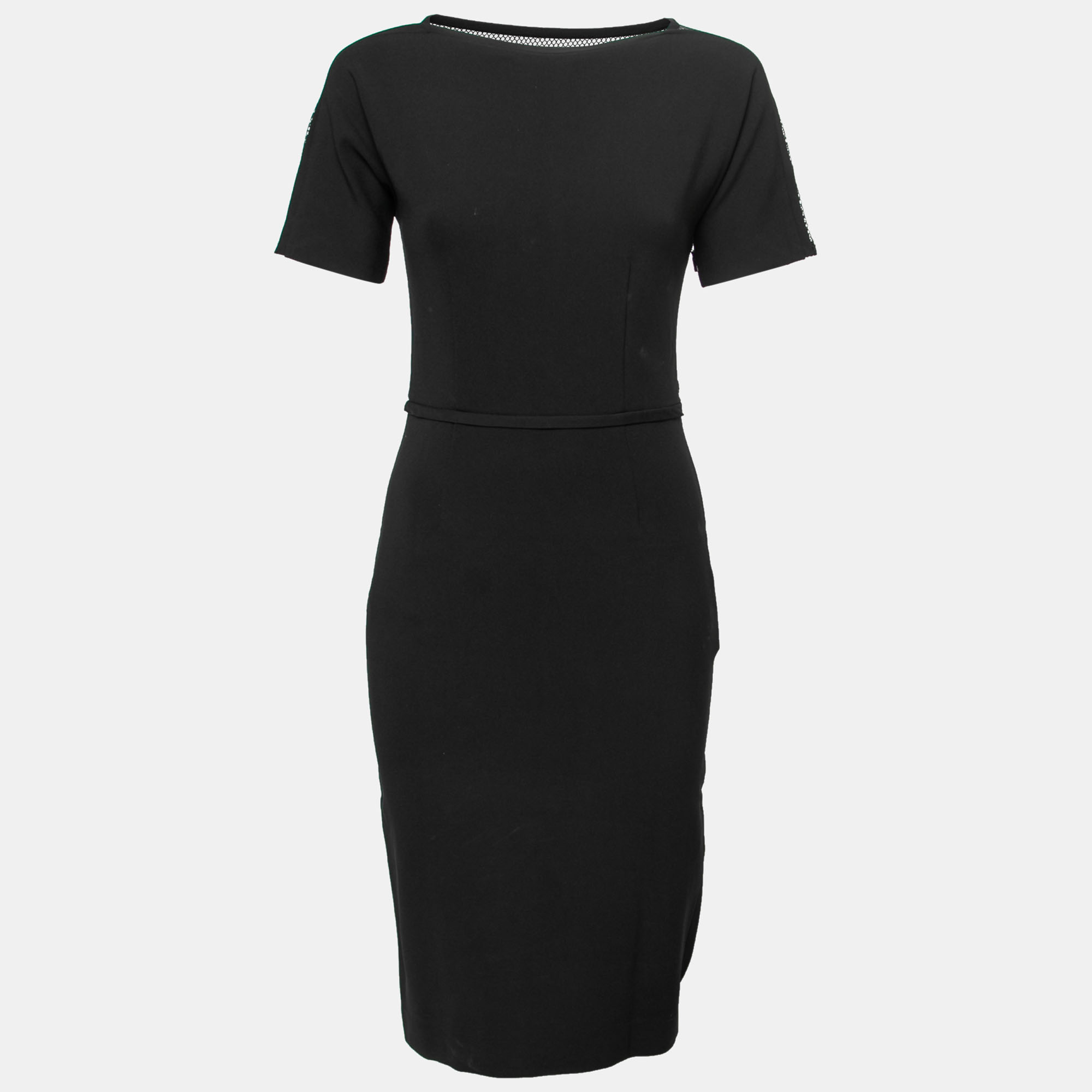 

Gucci Black Stretch Knit & Mesh Inset Short Sleeve Dress