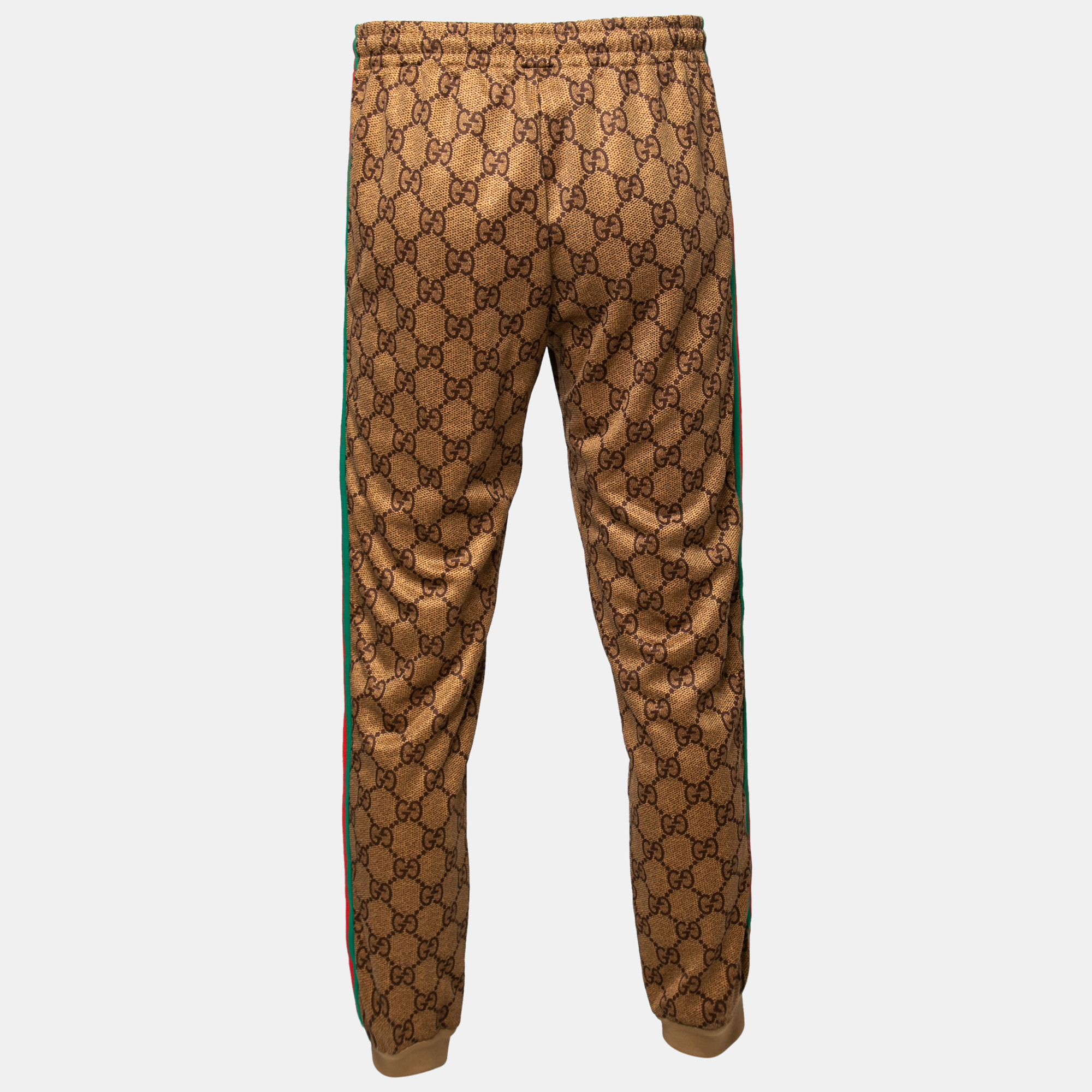 

Gucci Light Brown GG Supreme Web Trim Track Pants