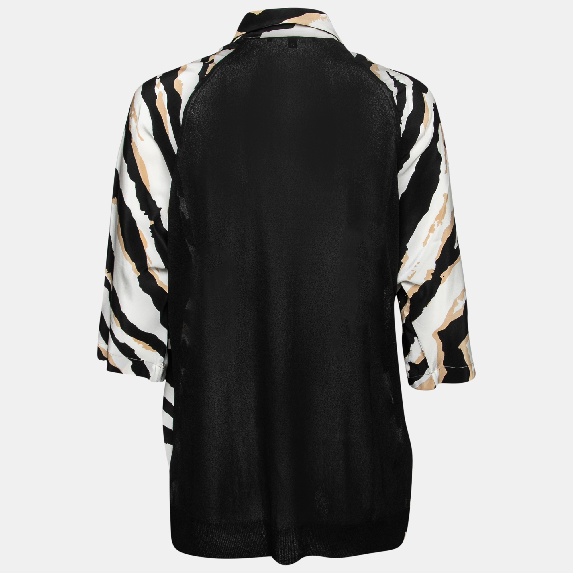 

Gucci Black & Beige Animal Print Silk Contrast Back Top