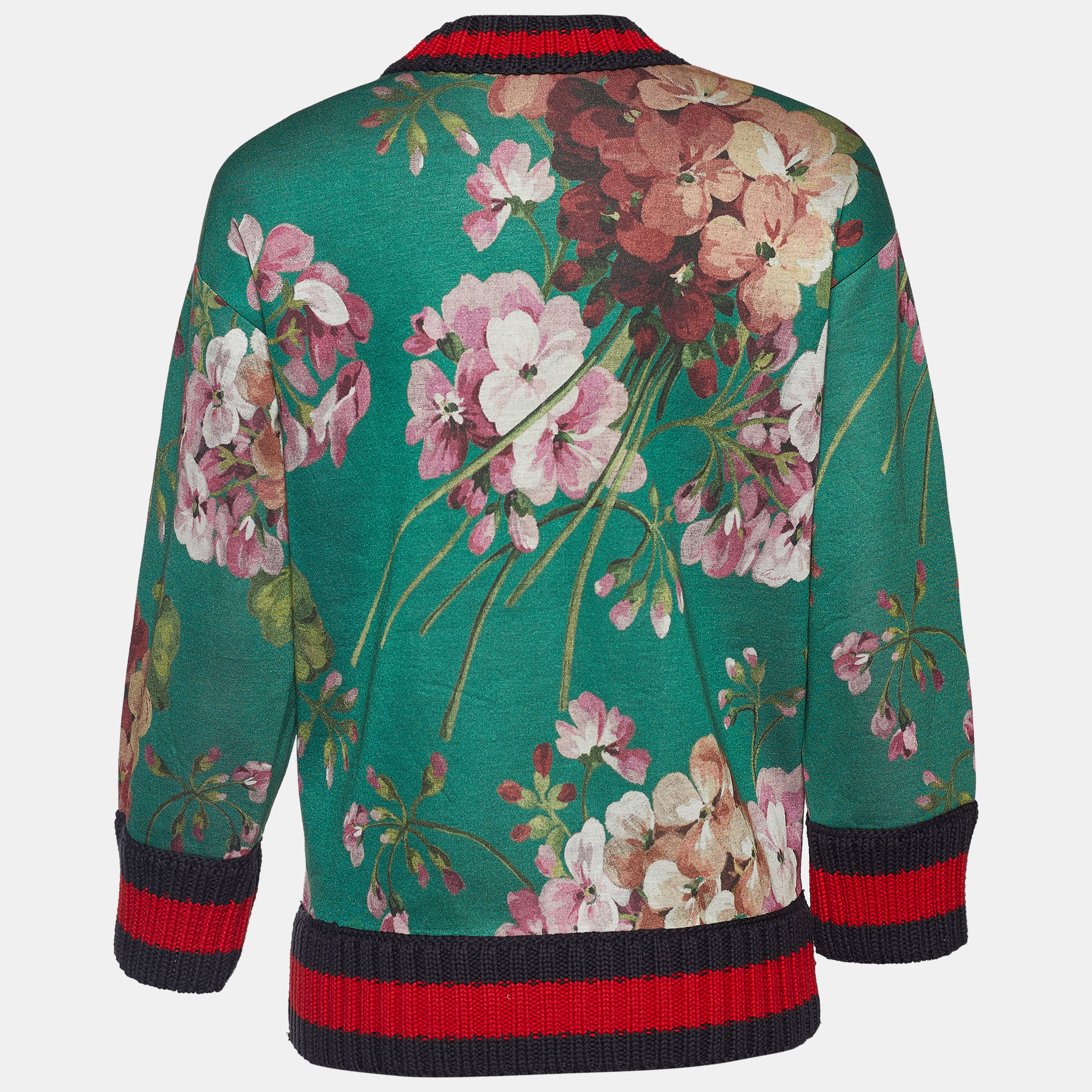 

Gucci Green Blooms Print Modal Knit Trim Sweatshirt