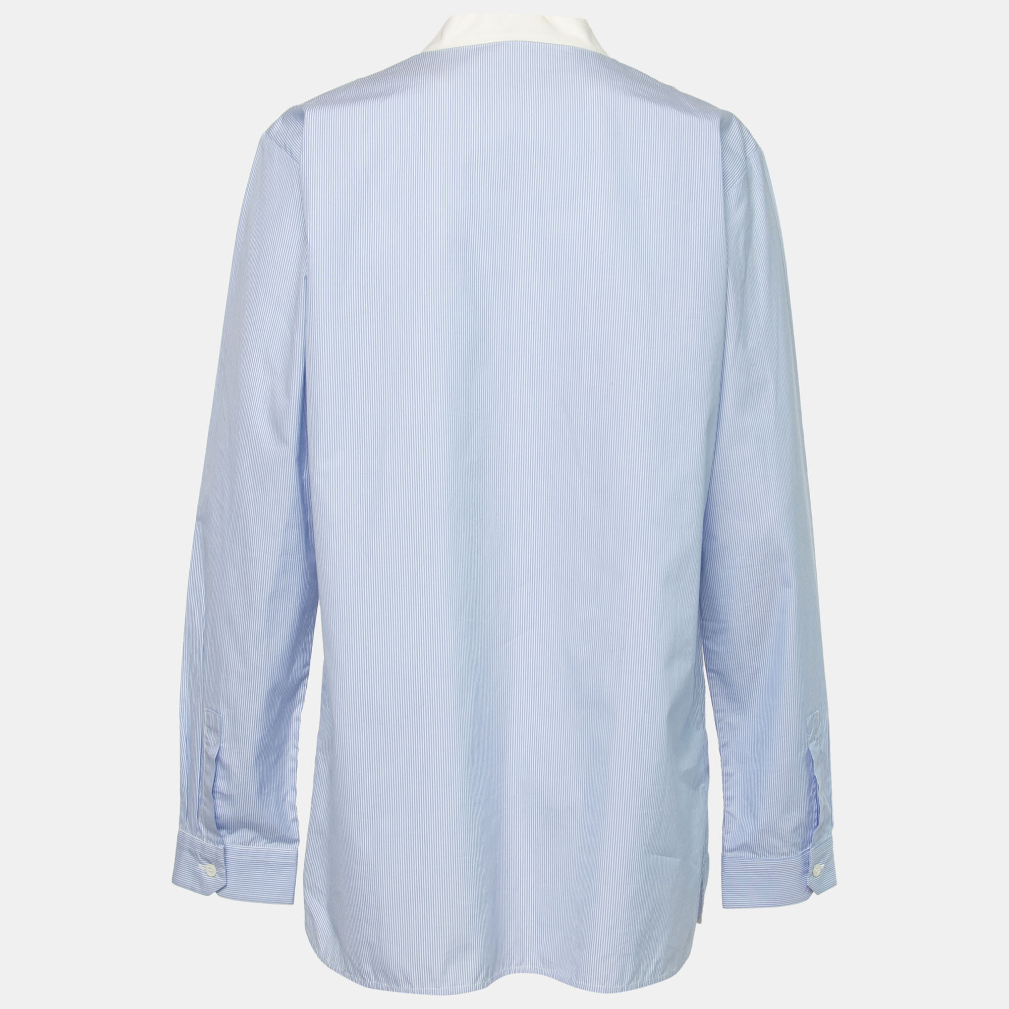 

Gucci Blue Striped Cotton Contrast Paneled Long Sleeve Shirt