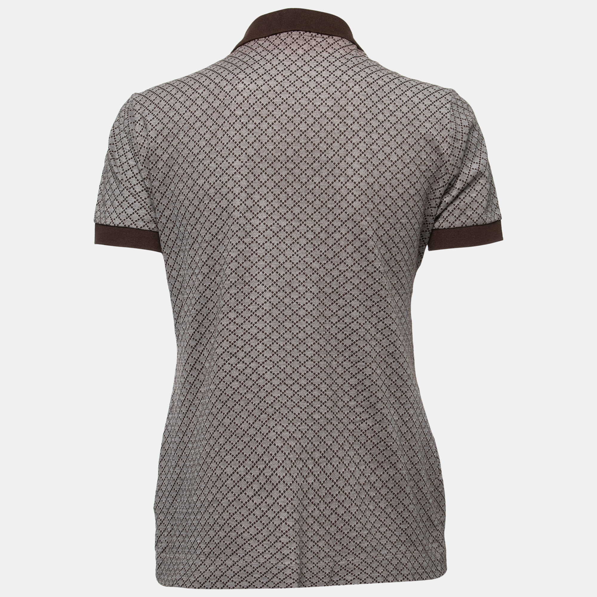 

Gucci Brown Patterned Cotton Pique Short Sleeve Polo T-Shirt