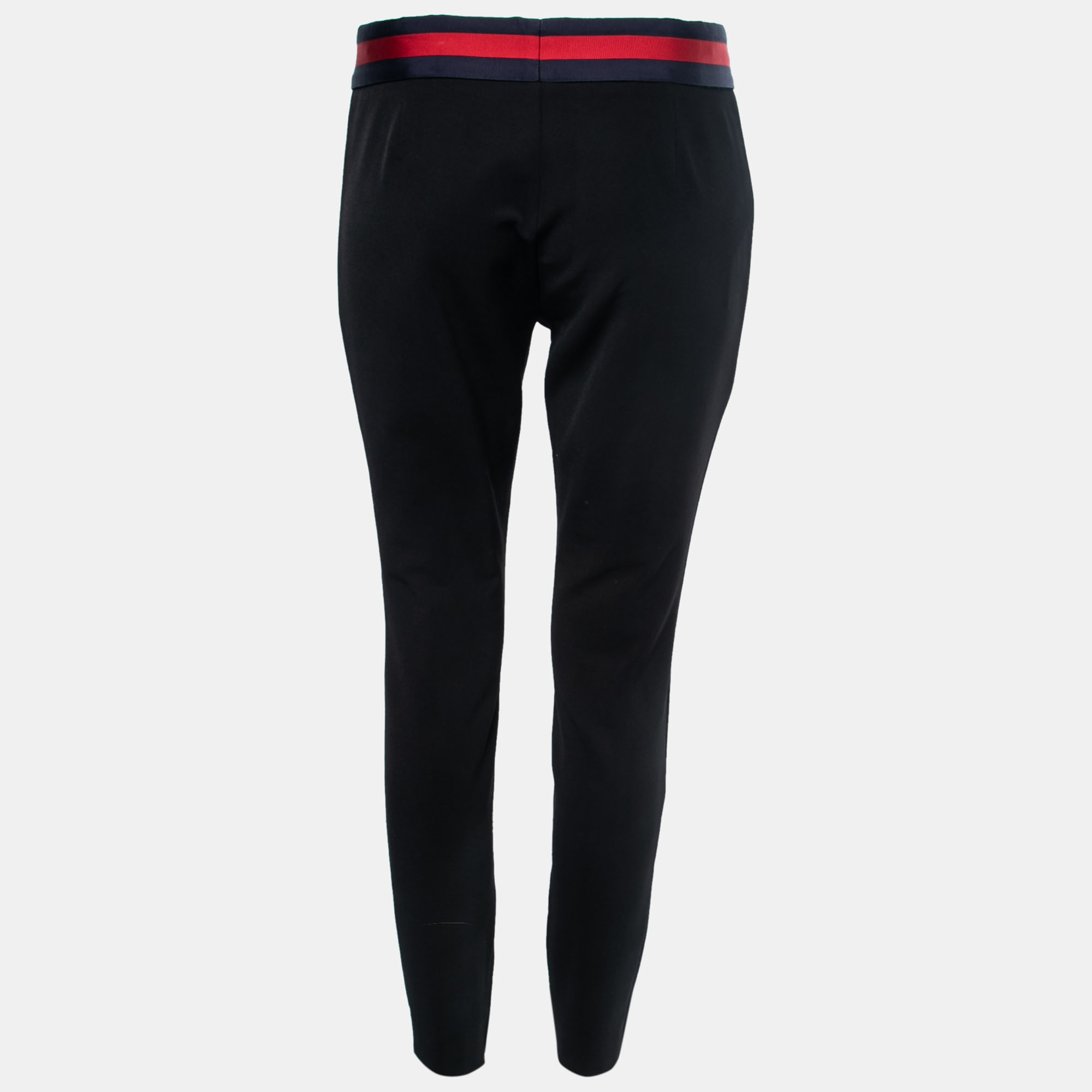 

Gucci Black Stretch-Knit Contrast Trim Bow-Detail Skinny Pants