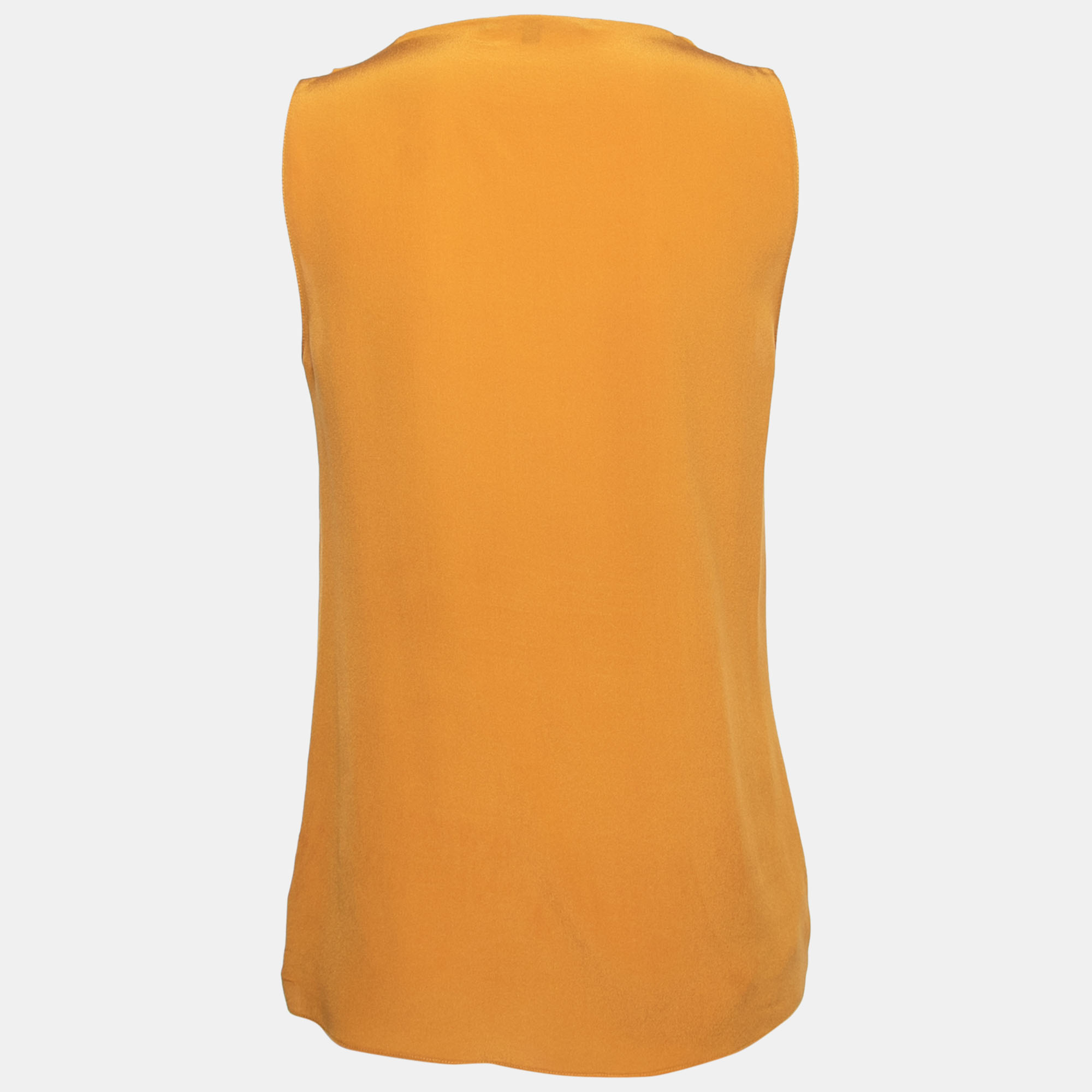 

Gucci Mustard Yellow Silk Crepe Sleeveless Draped Neck Top