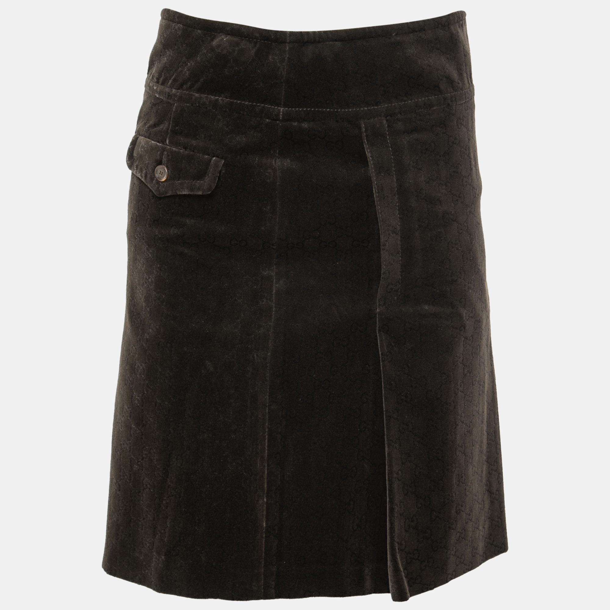 

Gucci Dark Brown GG Monogram Velvet Mini Skirt