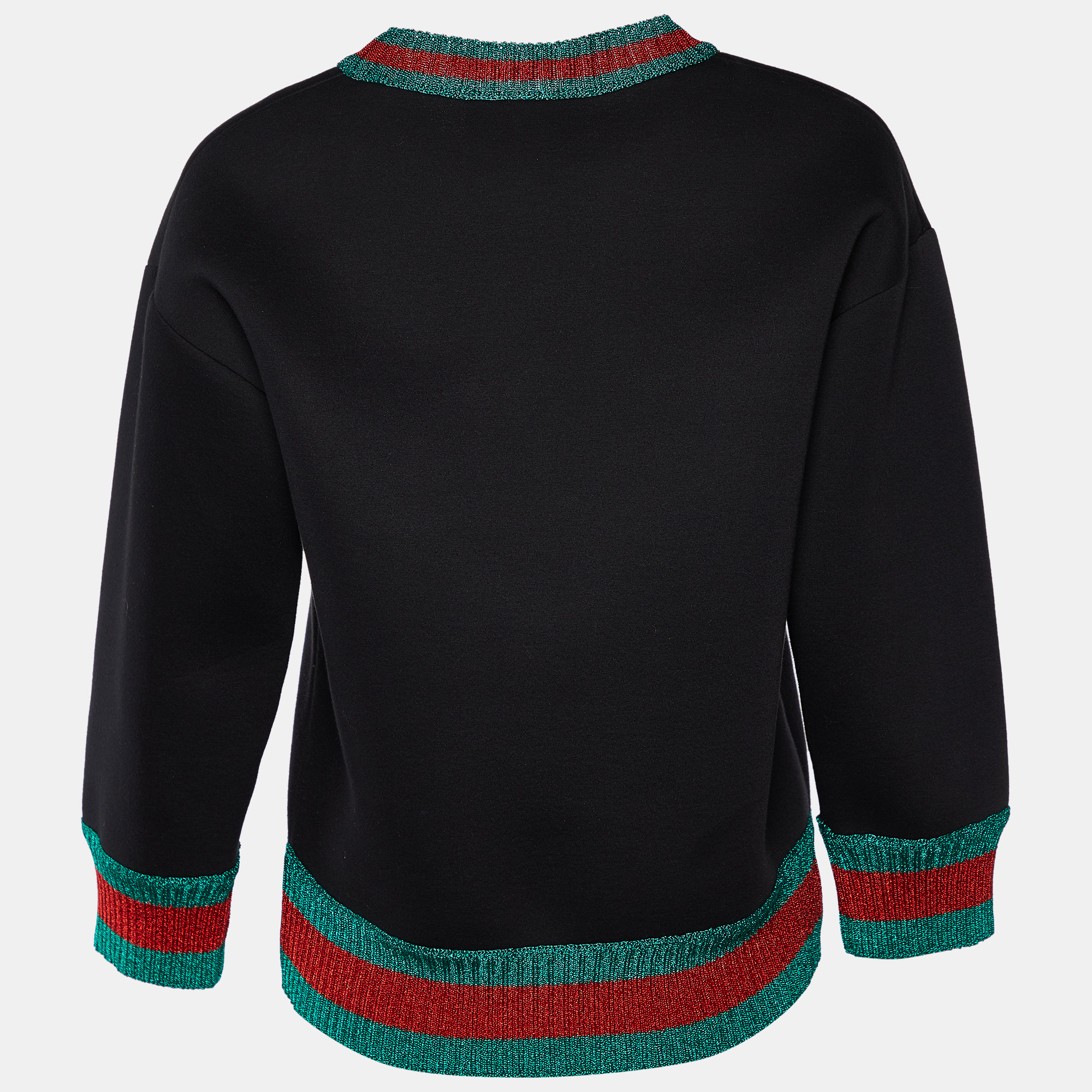 

Gucci Black Life Is Gucci Cotton Metallic Web Trim Sweatshirt