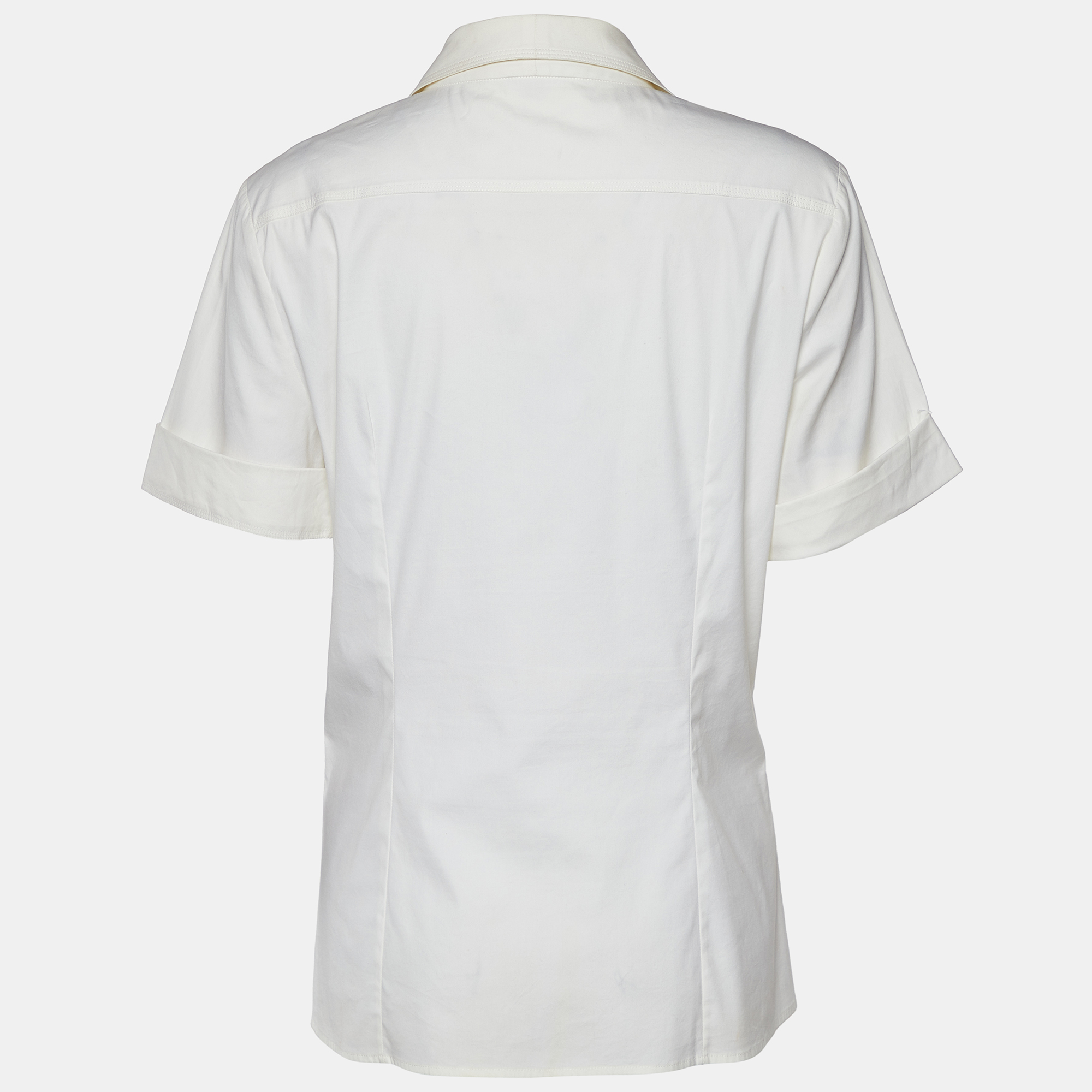 

Gucci White Stretch Cotton Pleated Detail Shirt S