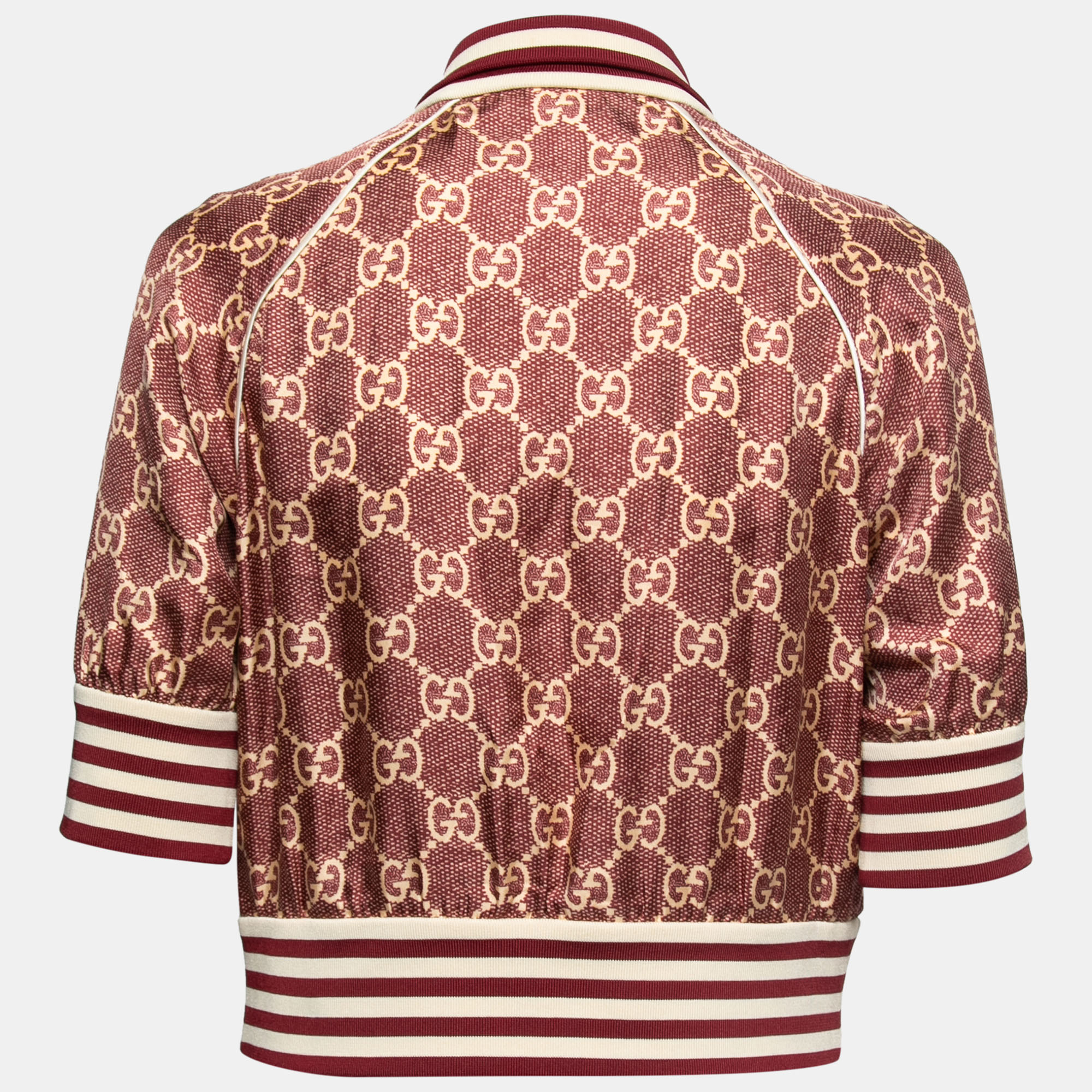 

Gucci Burgundy GG Supreme Silk Zip-Front Jacket