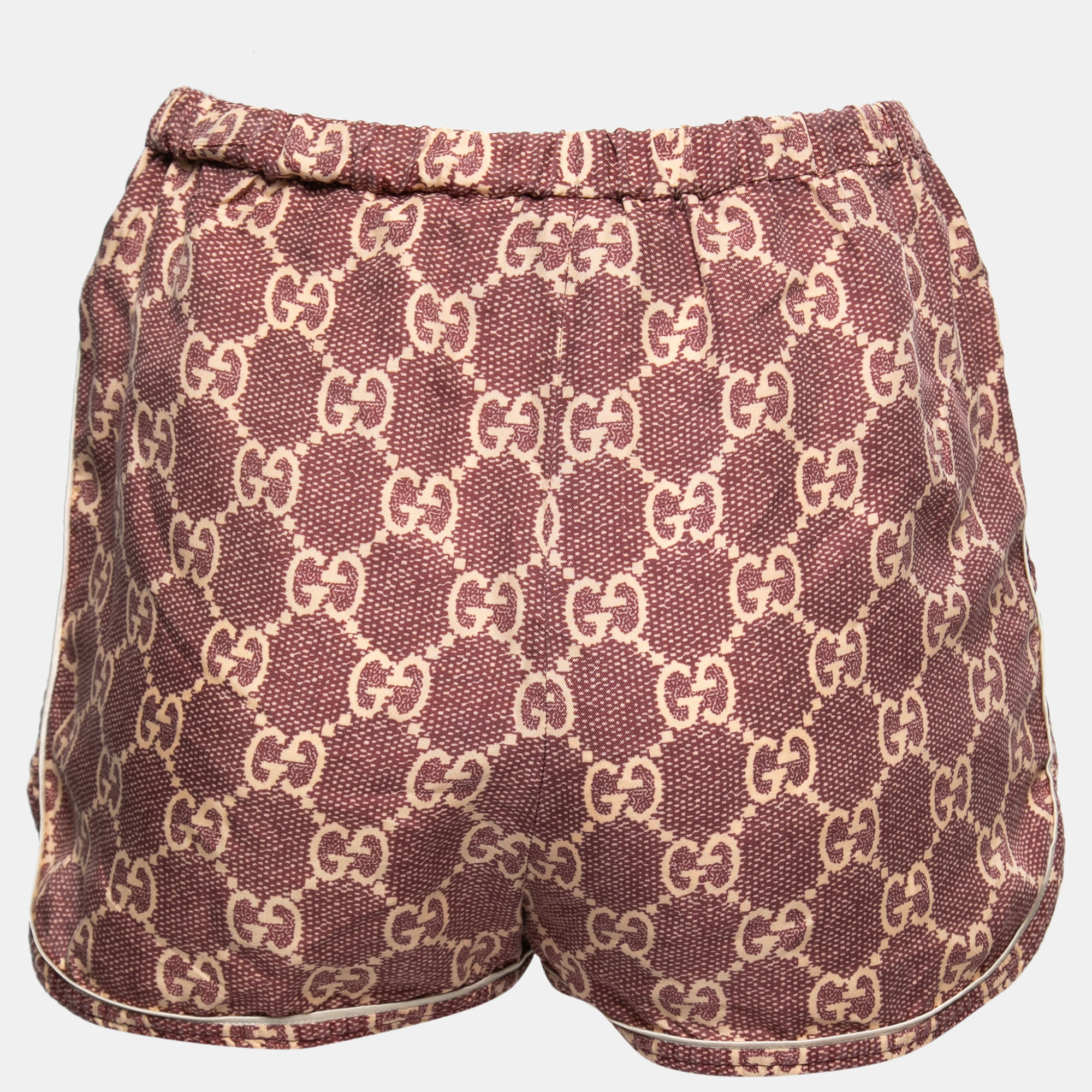 

Gucci Burgundy GG Supreme Silk Shorts