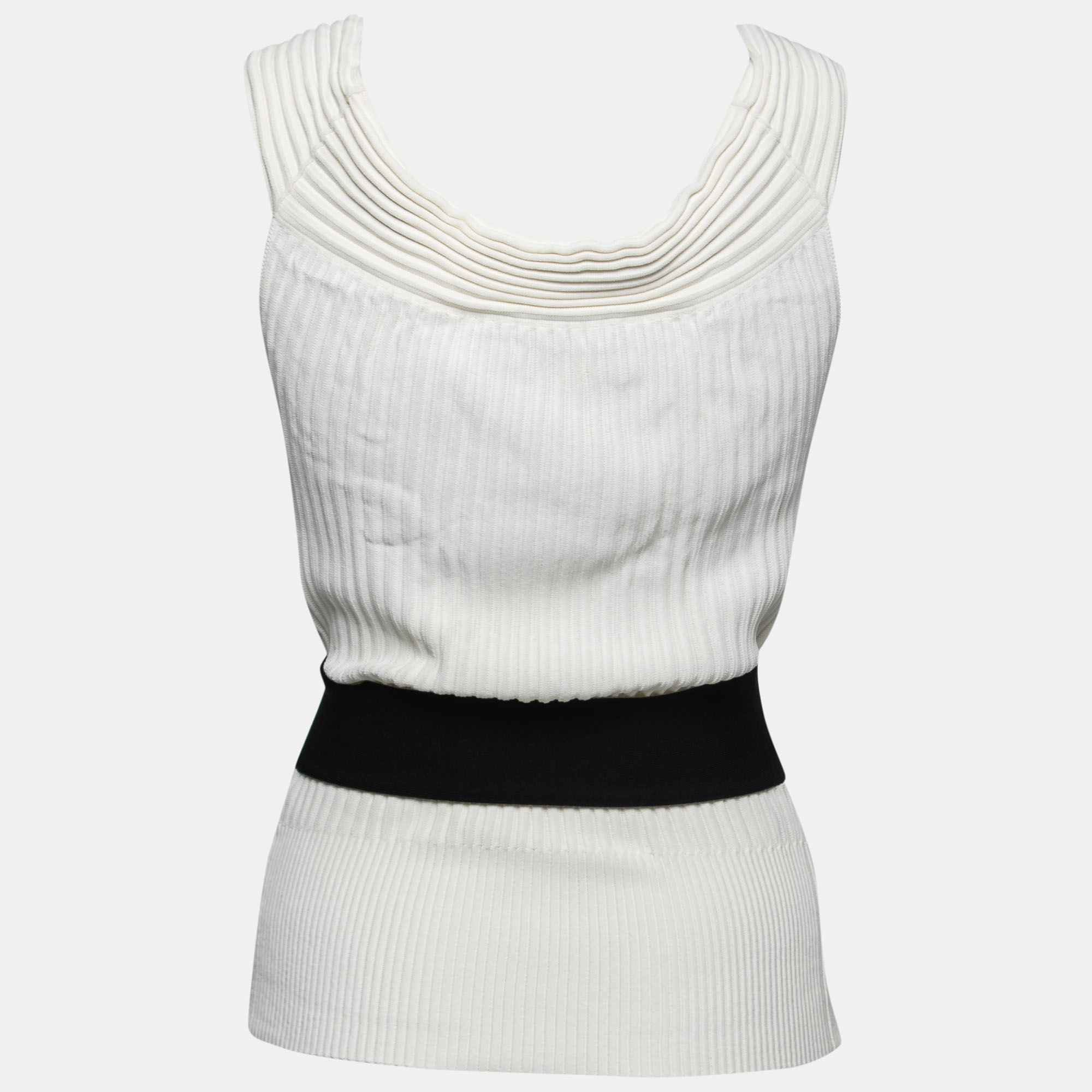 

Gucci White Rib Knit Belted Off-Shoulder Top