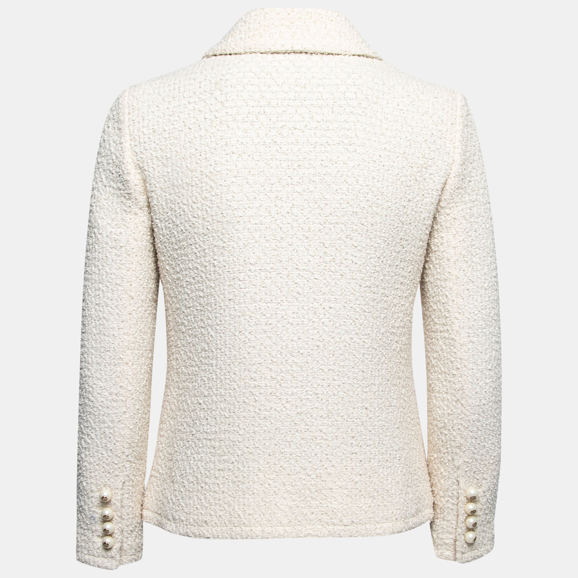 

Gucci Cream Bow Detail Tweed Cropped Jacket