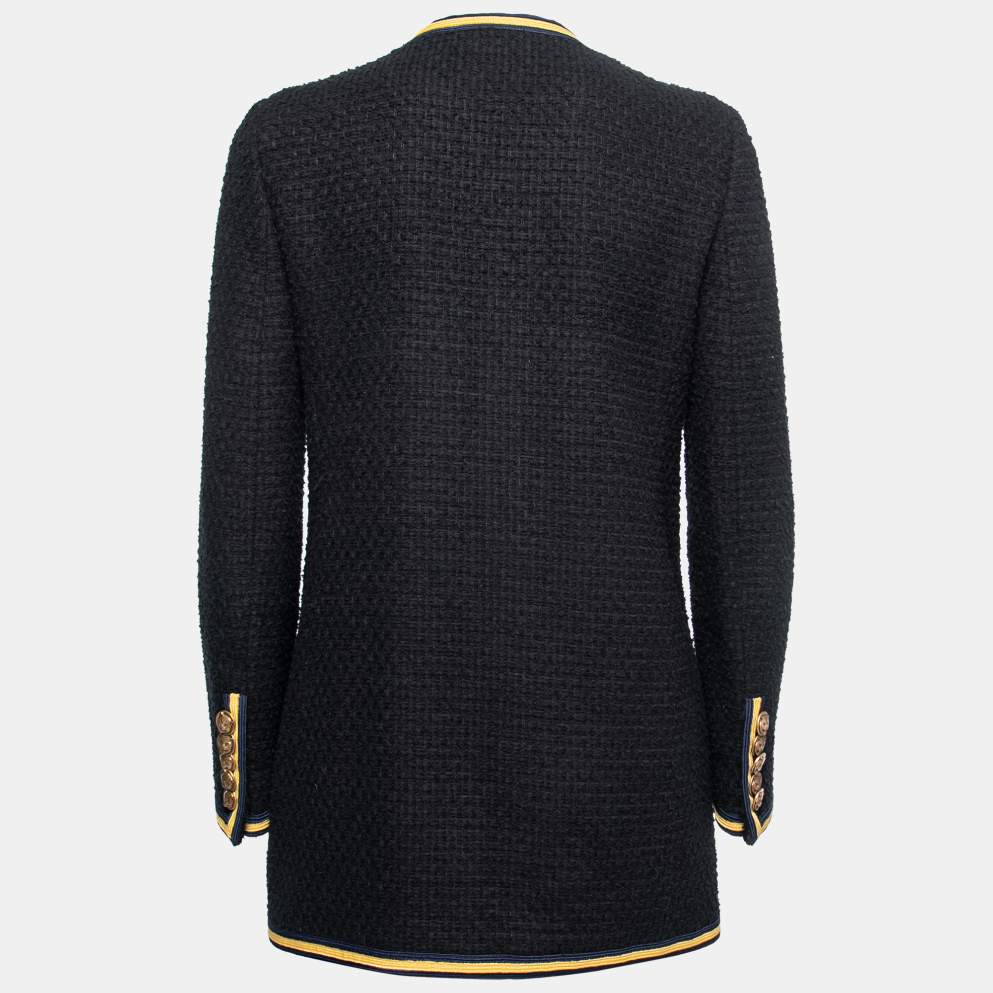 

Gucci Black Tweed Web Trim Detail Jacket
