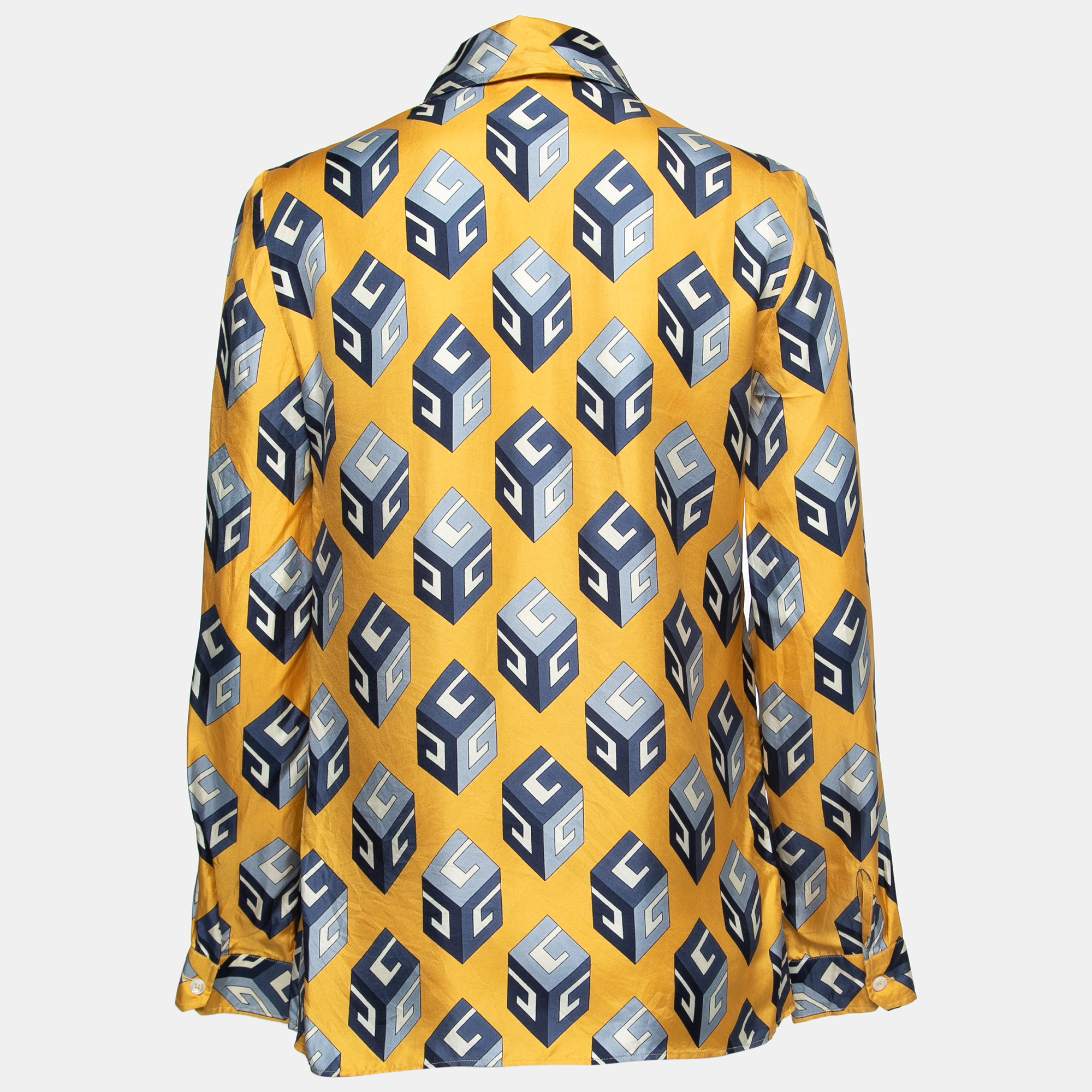 

Gucci Yellow Logo Cube Printed Silk Shirt