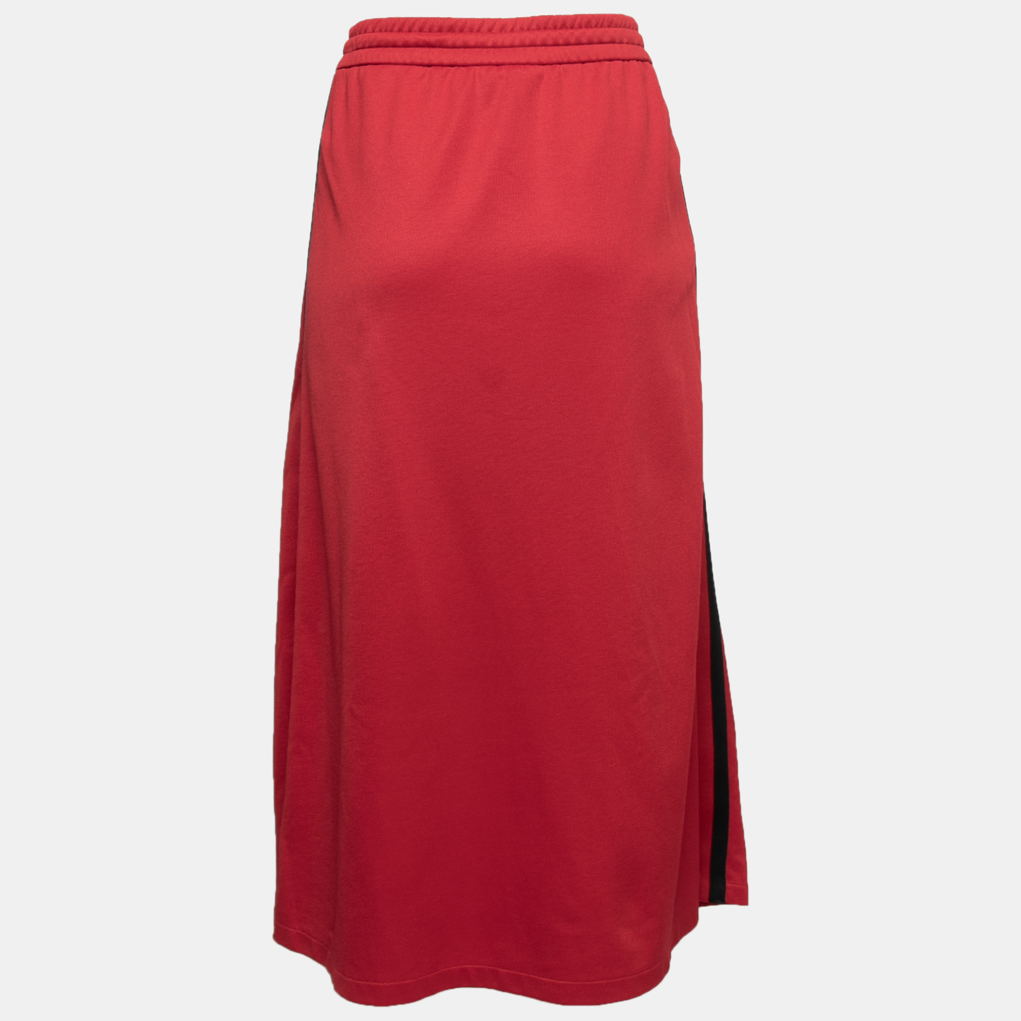 

Gucci Red Knit Web Stripe Trimmed Pleated Skirt