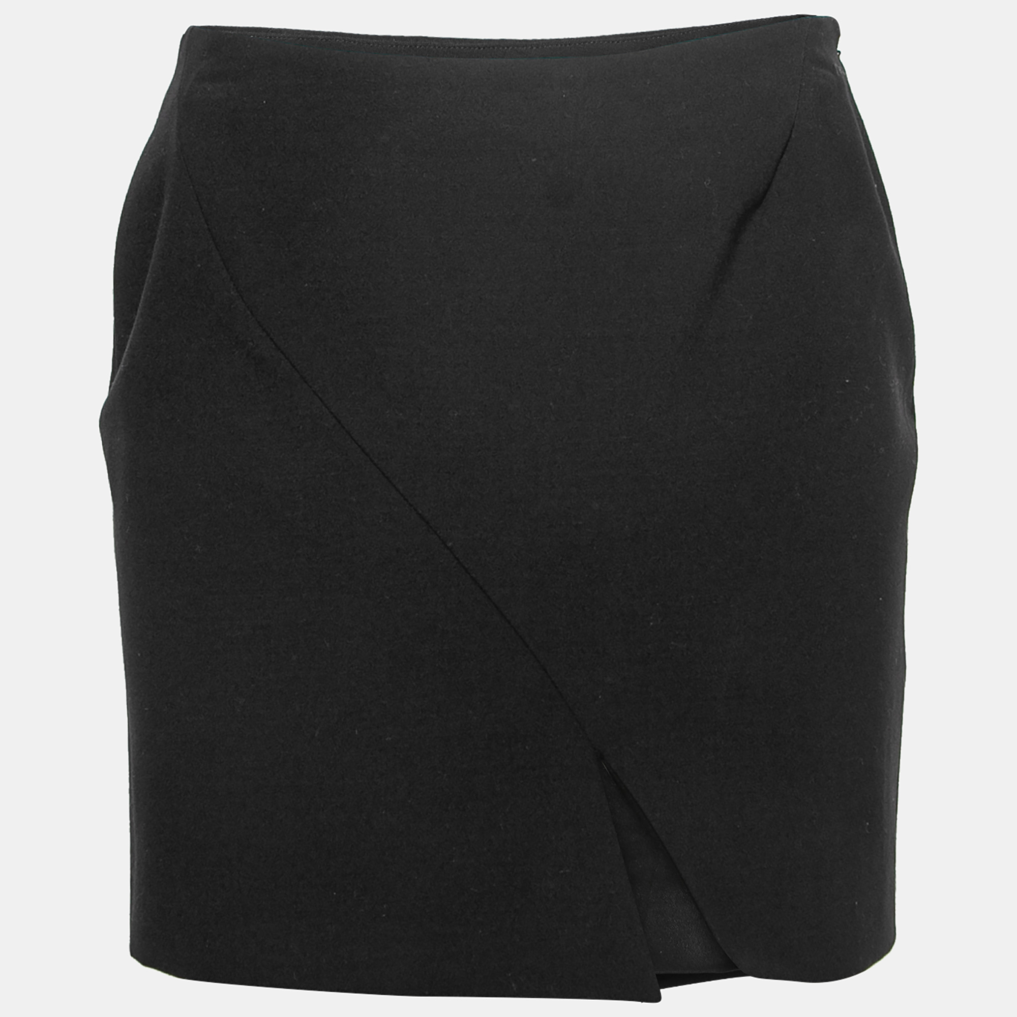 

Gucci Black Silk Crepe Slit Detail Mini Skirt