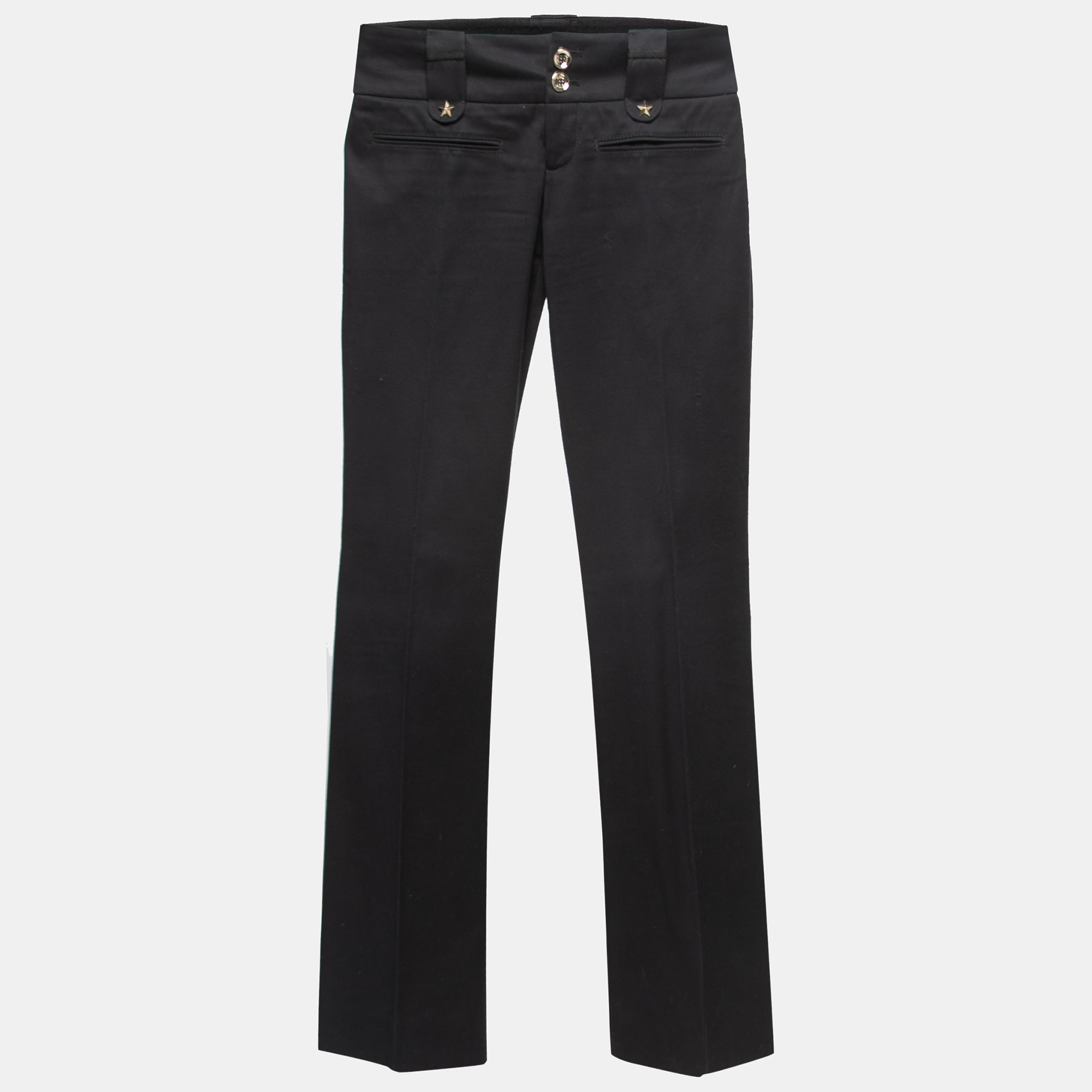 Gucci Black Cotton Star Detail Trousers S