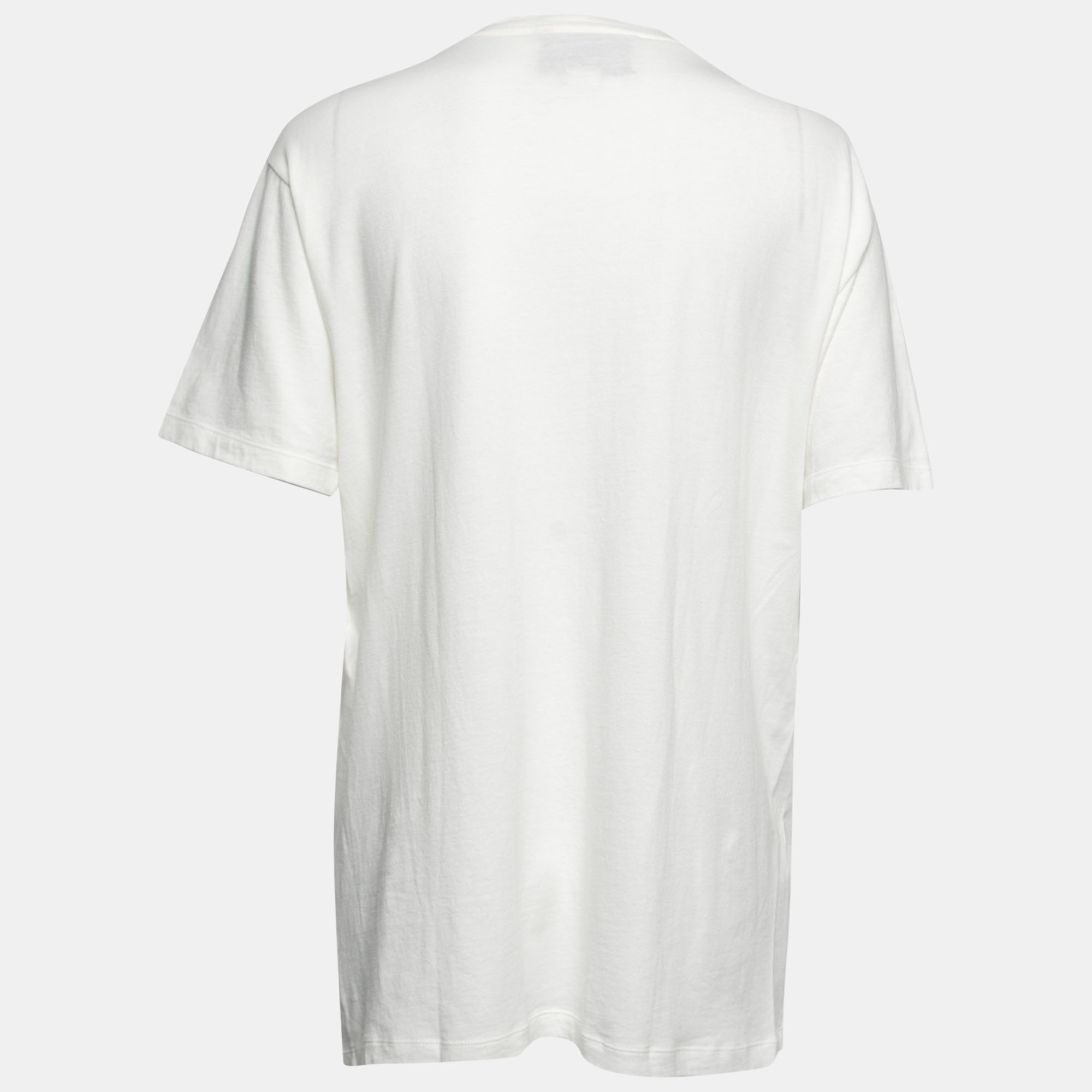 

Gucci White Logo Printed Cotton Short Sleeve Oversized T-Shirt