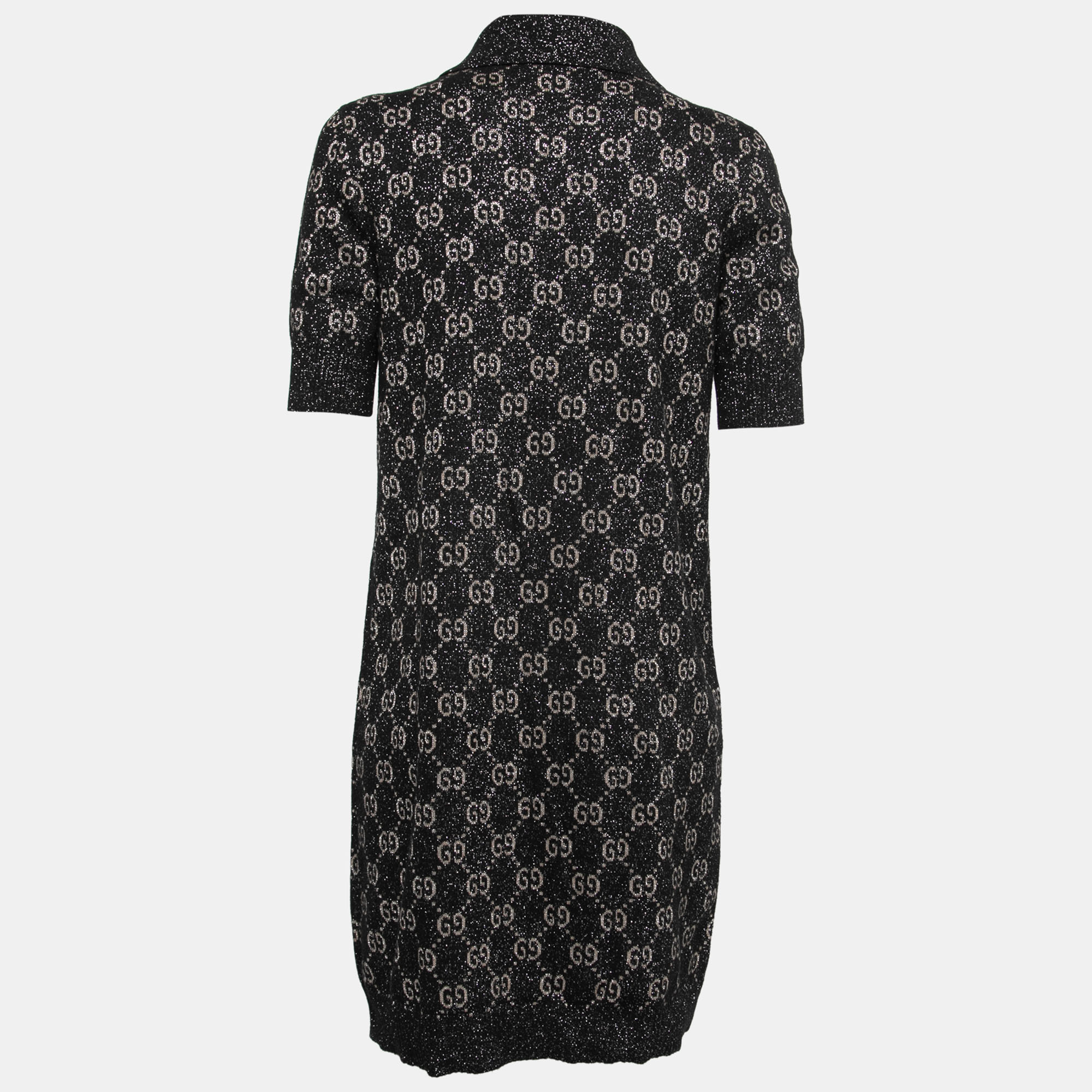 

Gucci Black GG Patterned Jacquard Knit GG Polo Dress