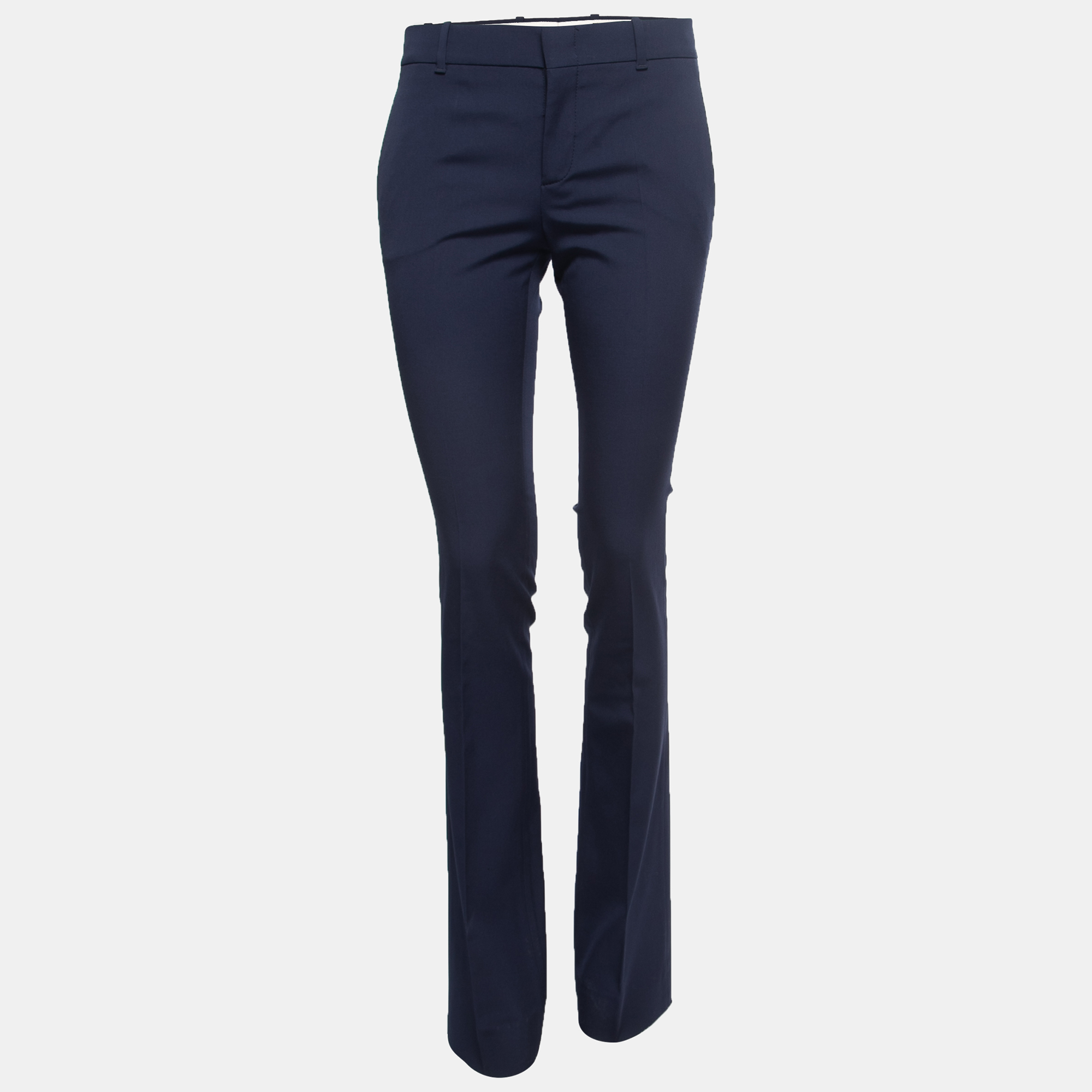 Gucci Navy Blue Wool Flared Trousers S