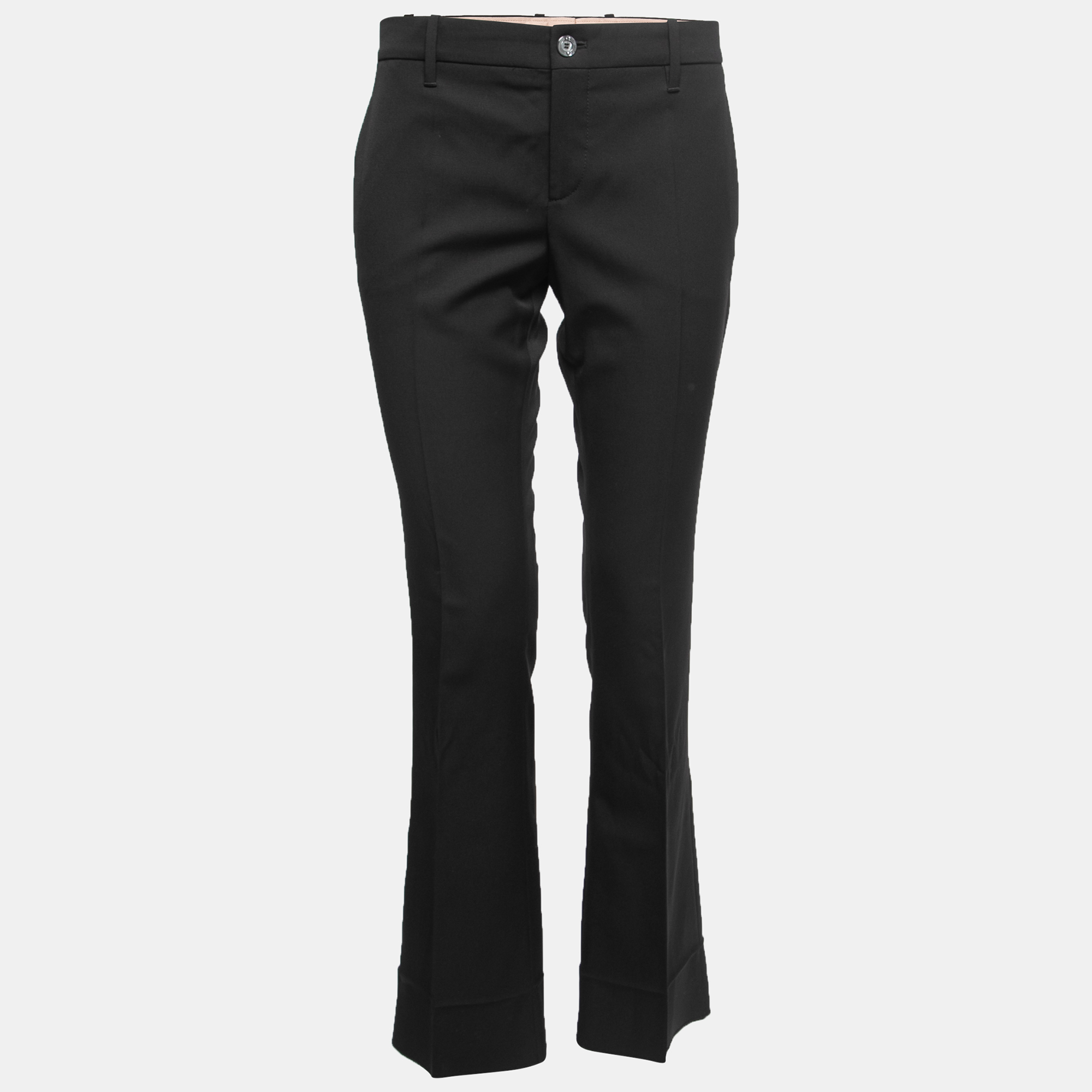 Pre Owned Gucci Black Wool Flared Trousers M