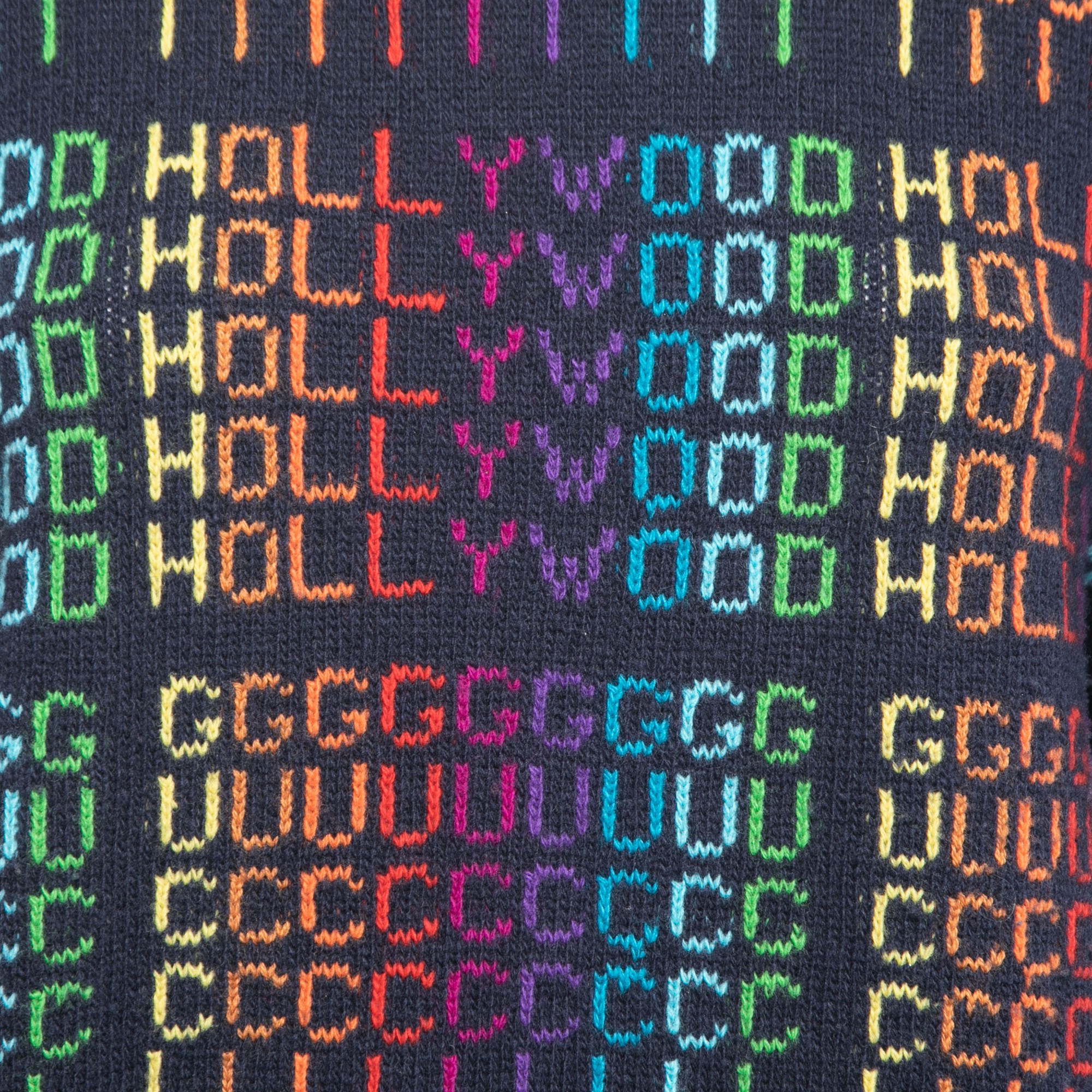 Gucci Navy Blue Multicolor Hollywood Patterned Wool Sweater M 