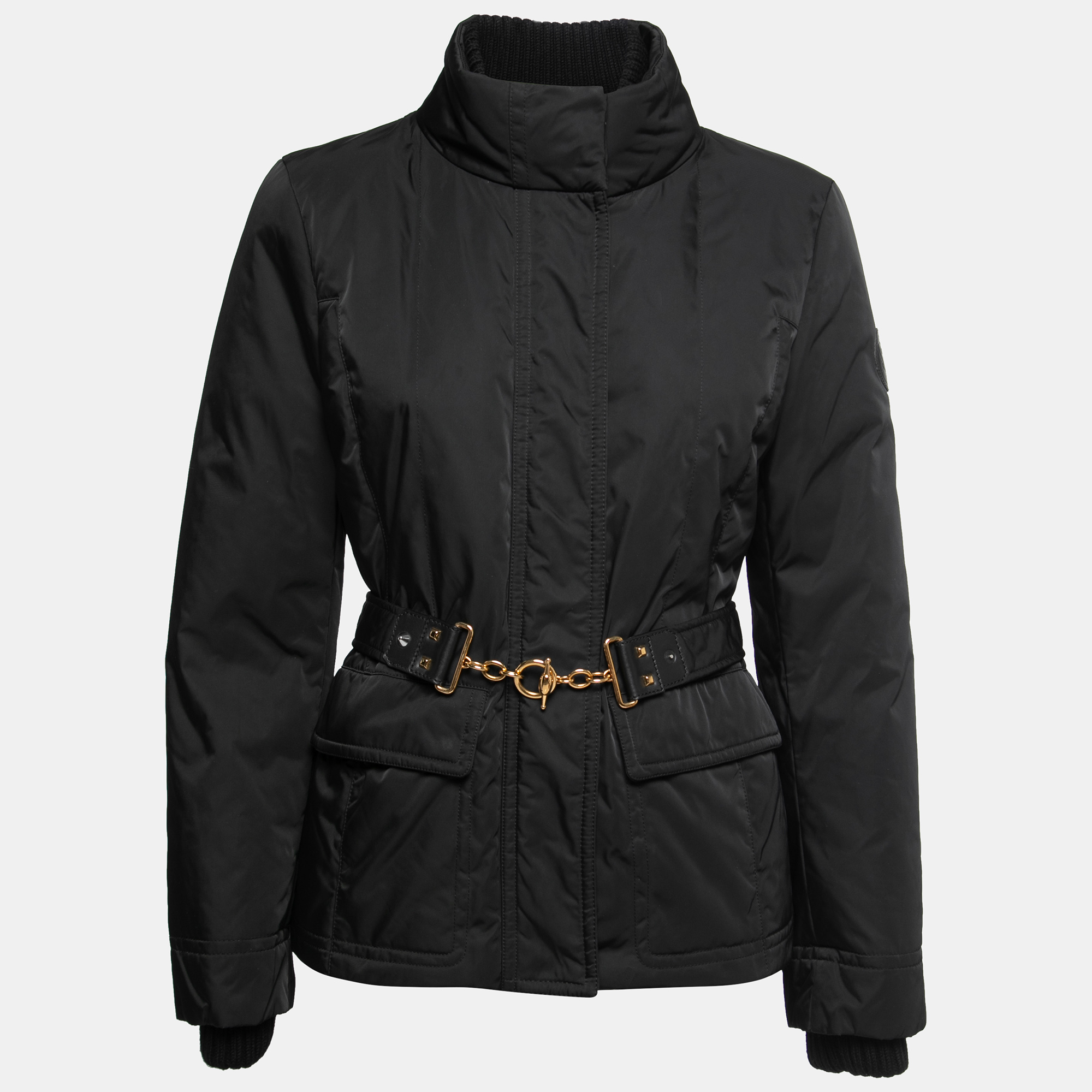 Pre-owned Gucci Black Synthetic Belted Down Jacket M