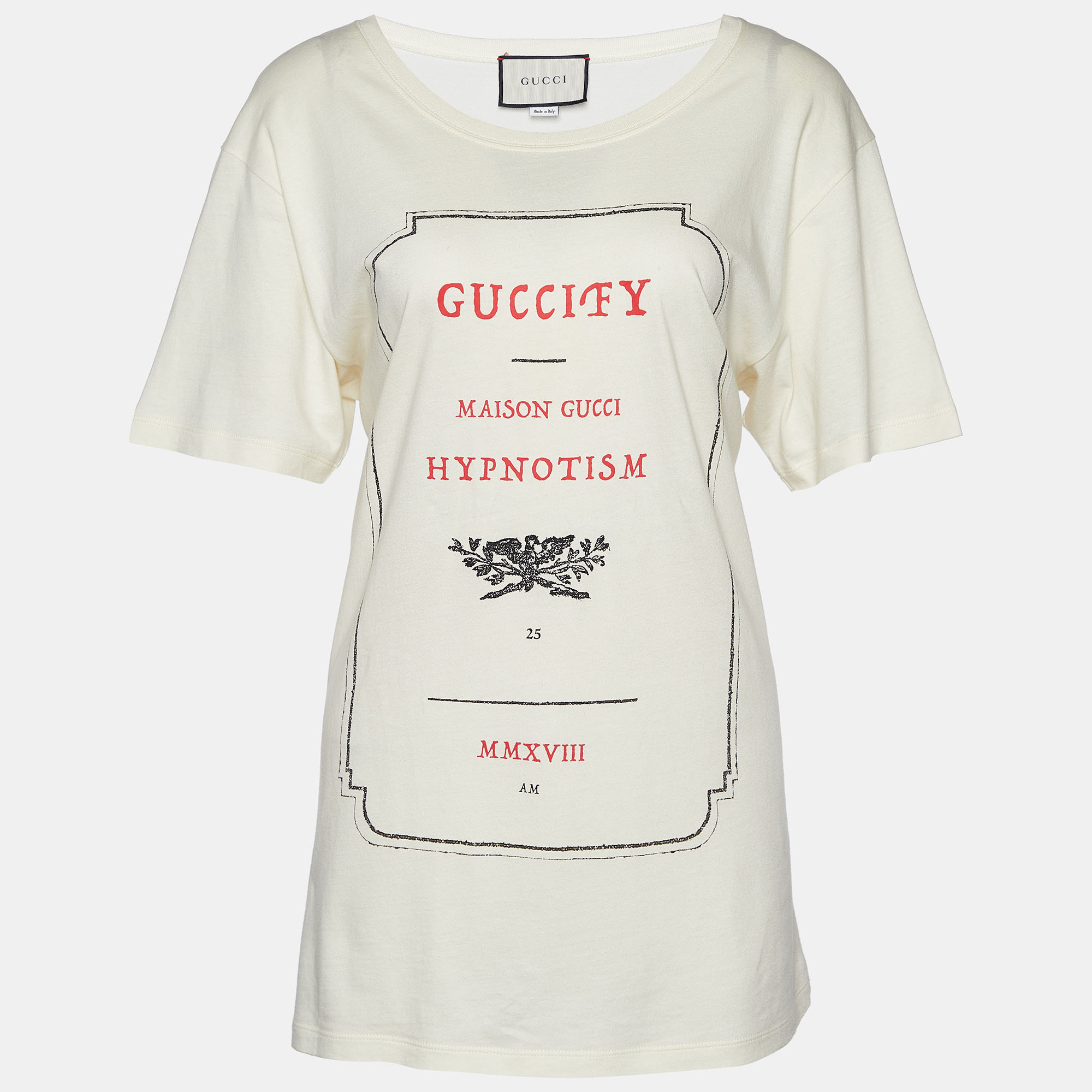 Pre-owned Gucci Cream Jersey Hypnotism Print T-shirt M