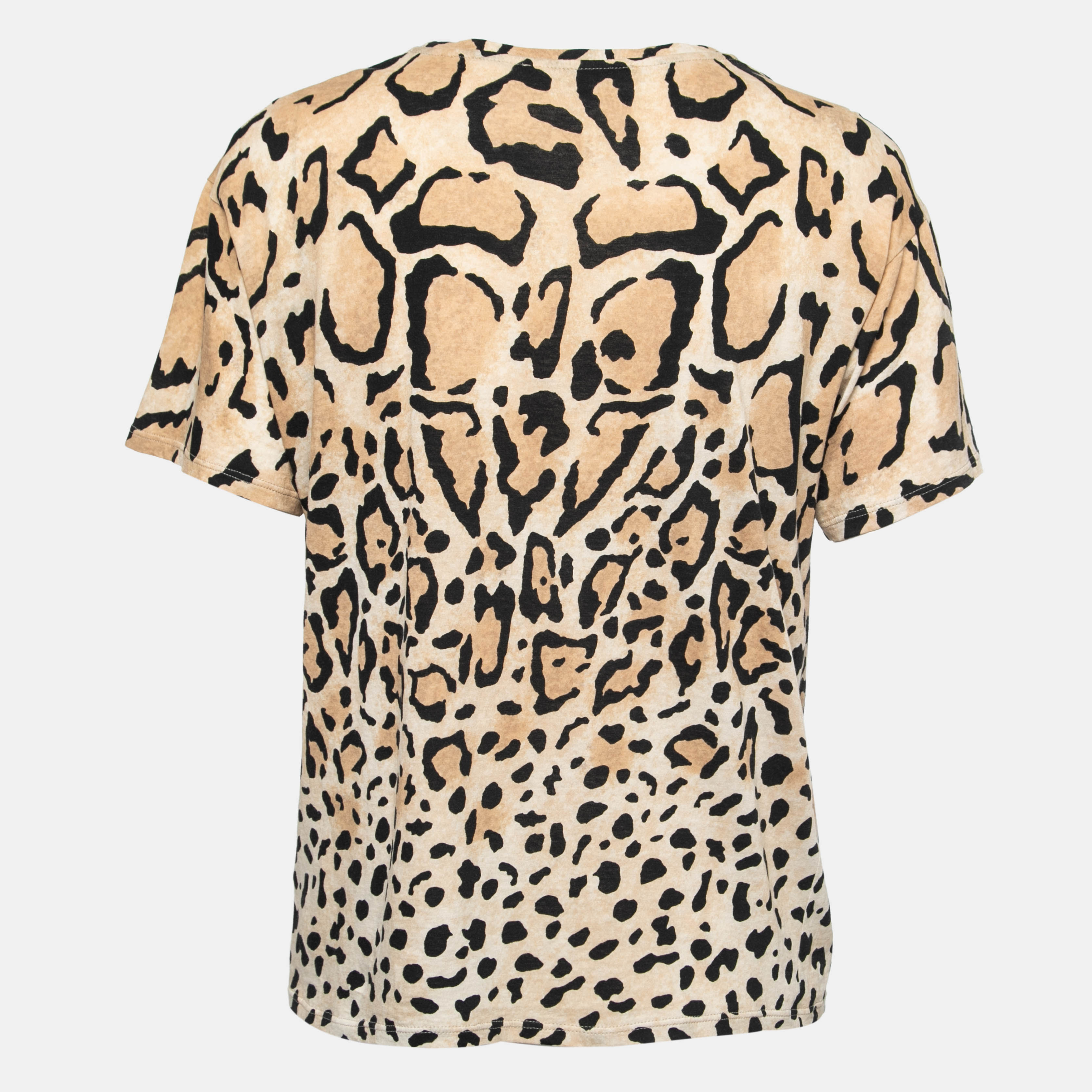 

Gucci Beige Leopard Printed Cotton Short Sleeve T-Shirt