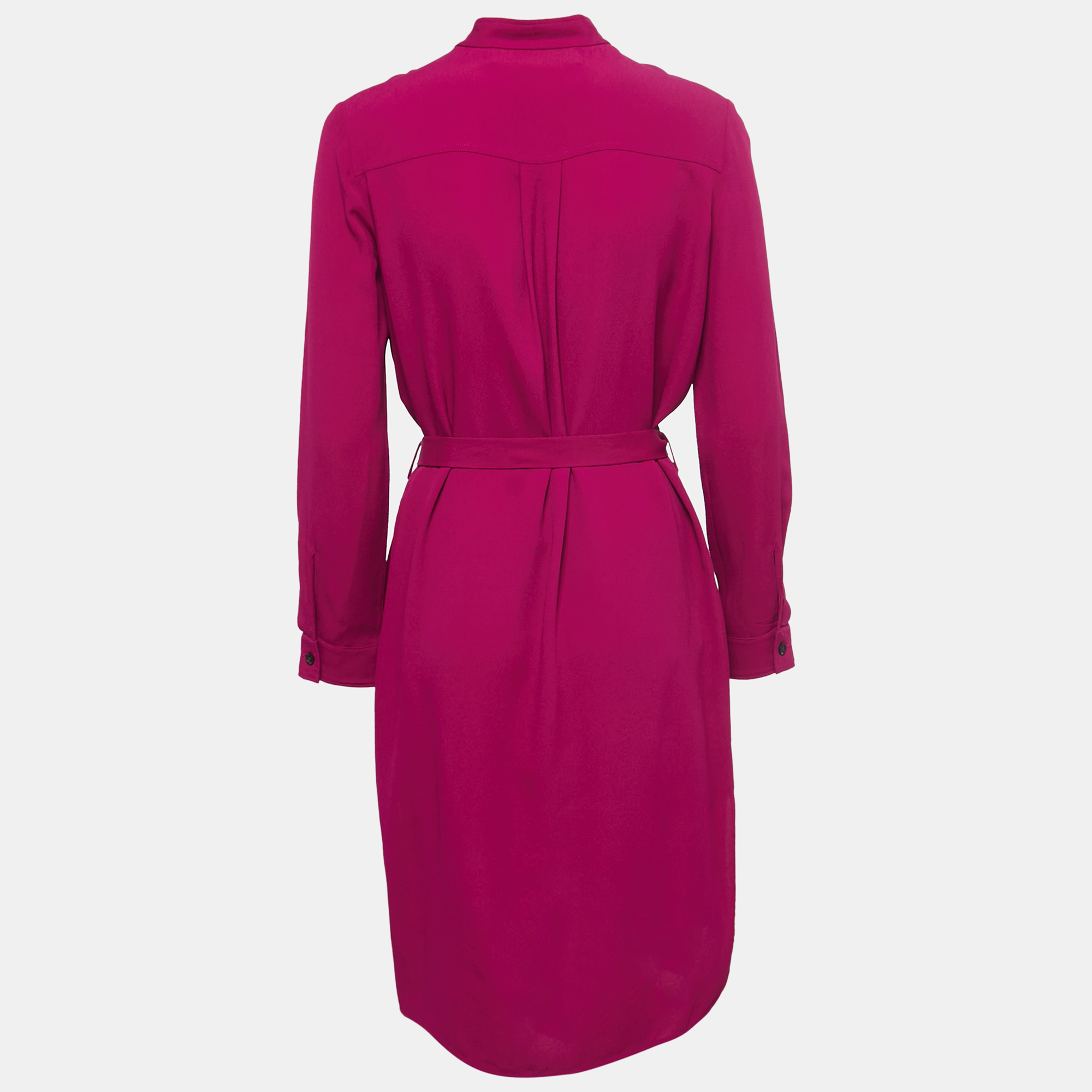 

Gucci Purple Silk Belted Shirt Dress