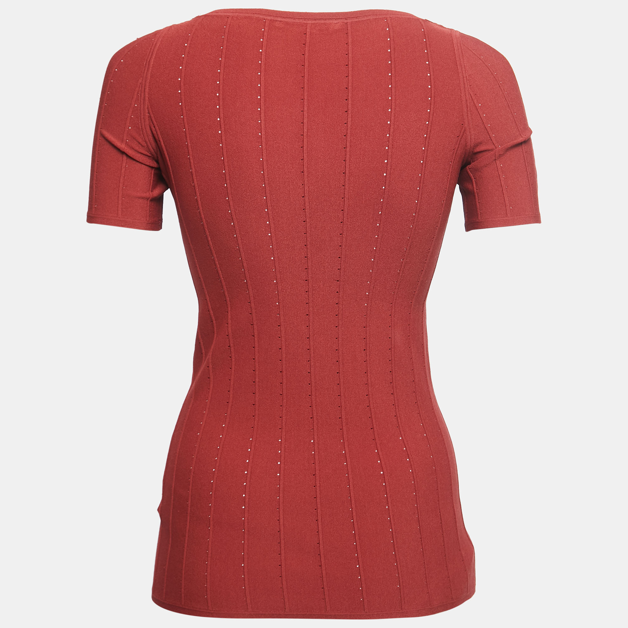 

Gucci Red Perforated Knit Top