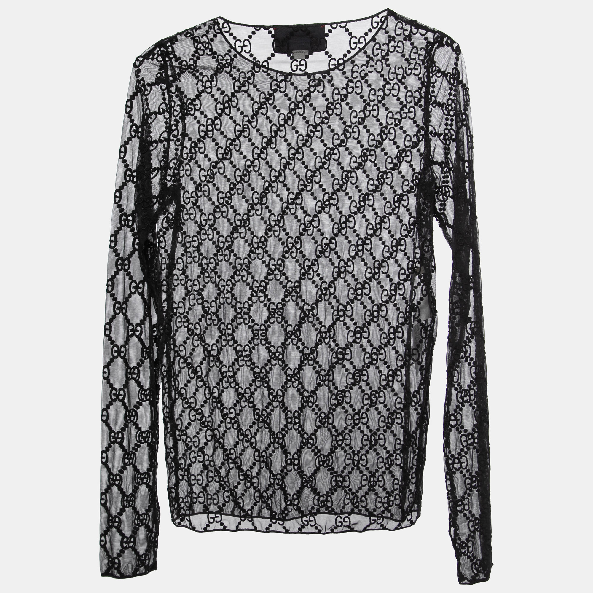 

Gucci Black GG Embroidered Tulle T-shirt