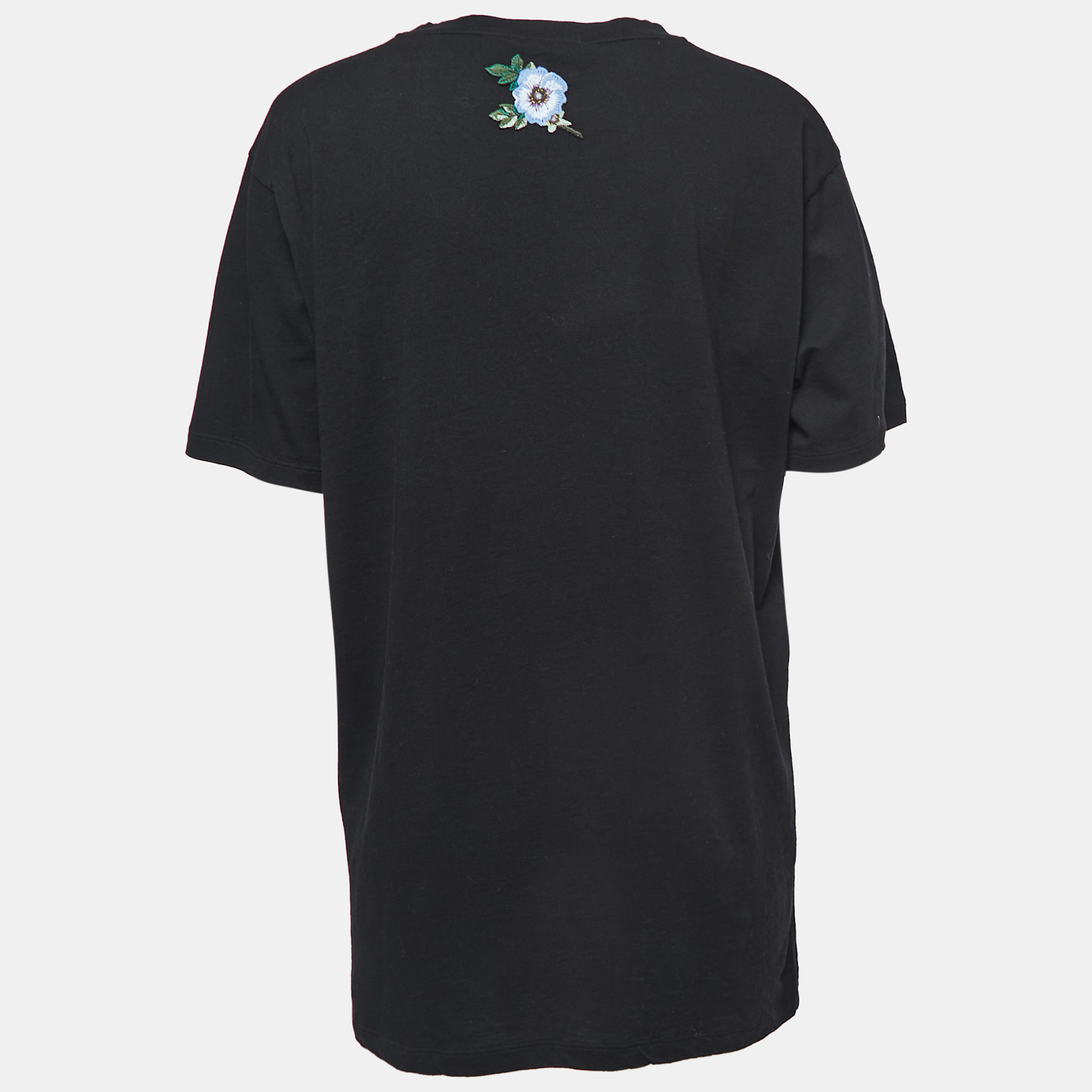 

Gucci Black Distressed Cotton Logo T-Shirt