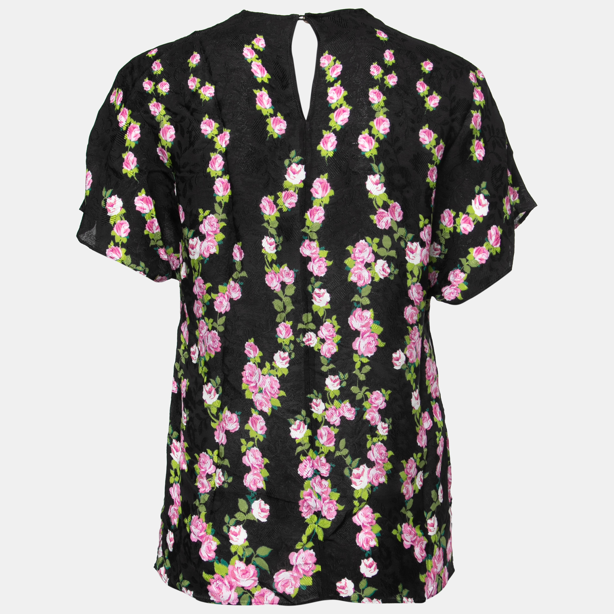 

Gucci Black Floral Printed Crepe Blouse