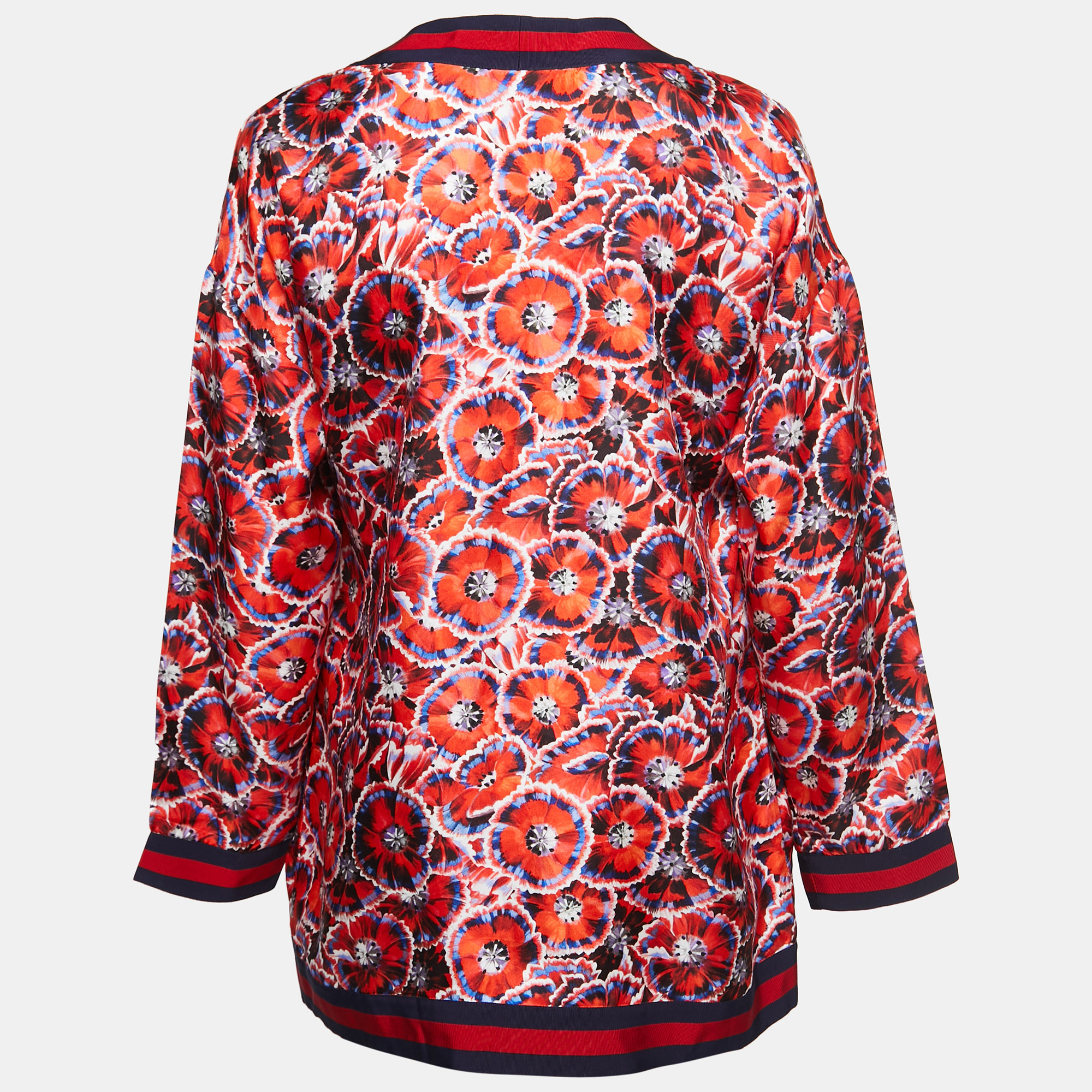 

Gucci Red Poppy Print Silk Twill Pajama Top