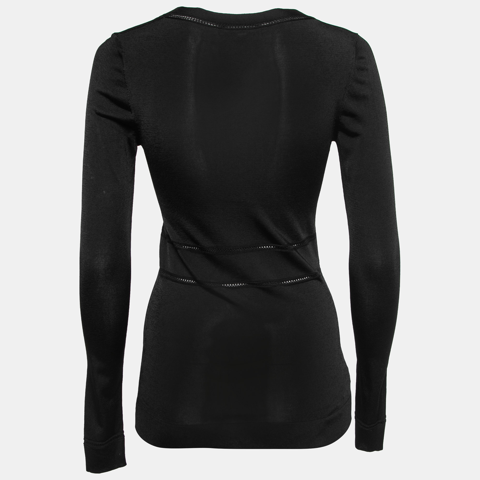 

Gucci Black Jersey Knit V-Neck Long Sleeve Top