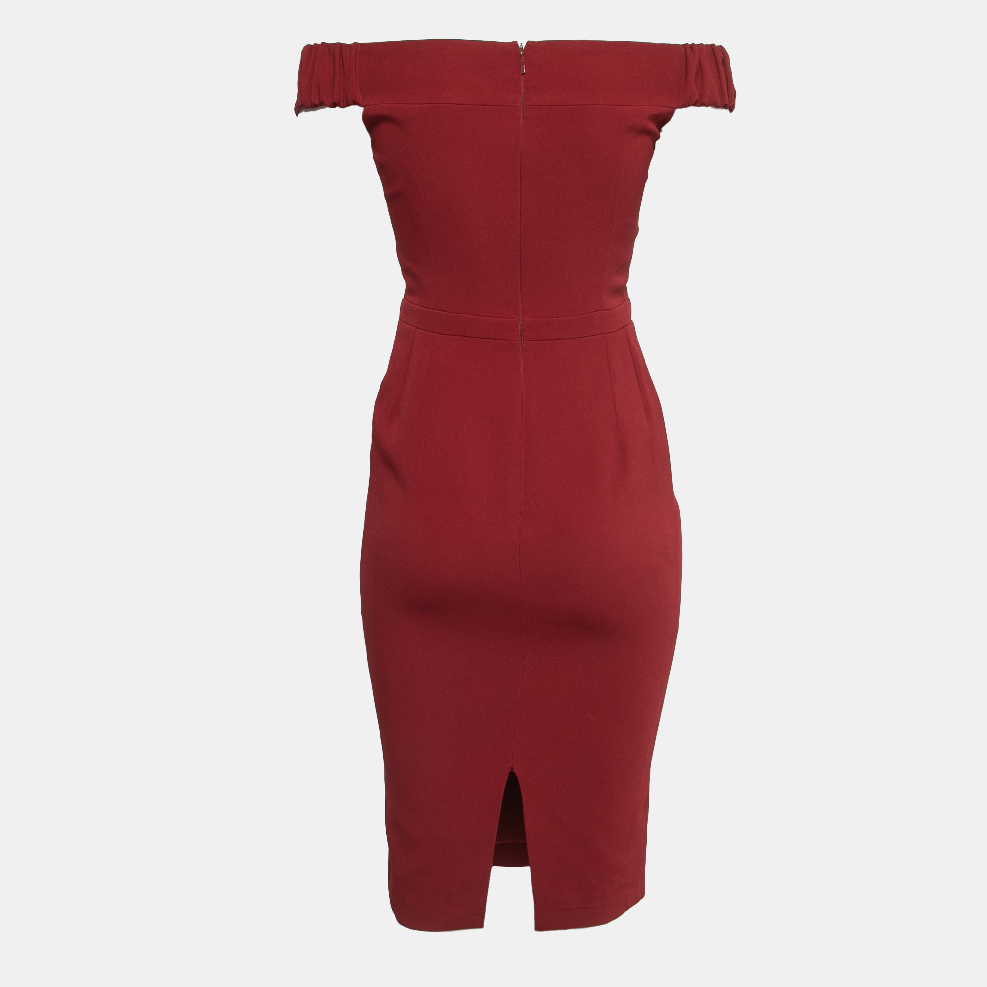 

Gucci Red Crepe Off Shoulder Midi Dress