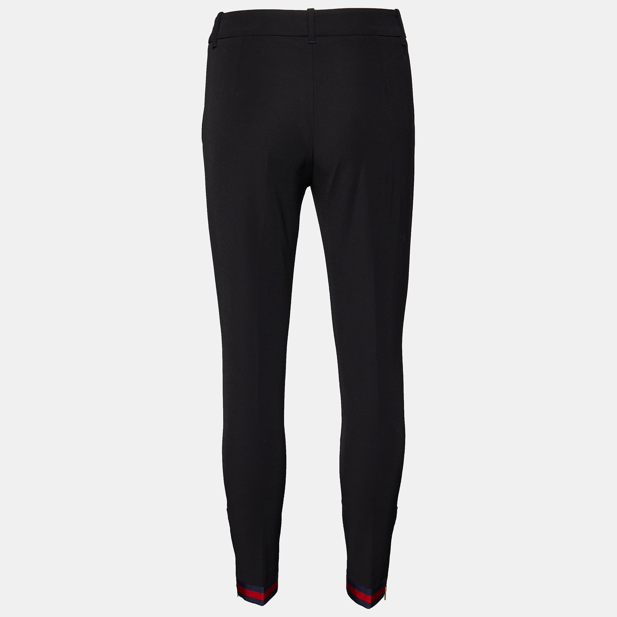 

Gucci Black Cotton Web Stripe Detail Trousers