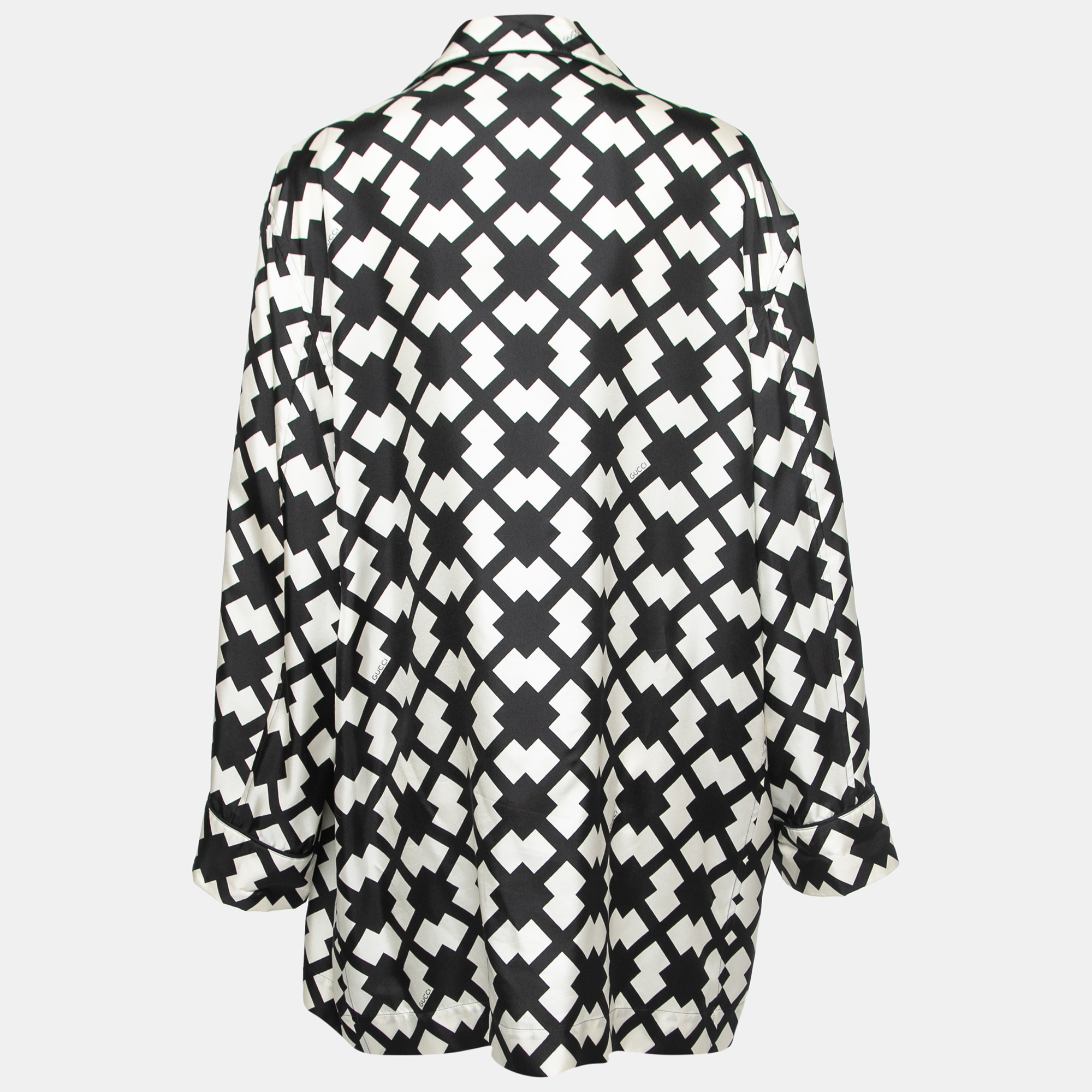 

Gucci Black/White Geometric Printed Silk Twill Pajama Shirt