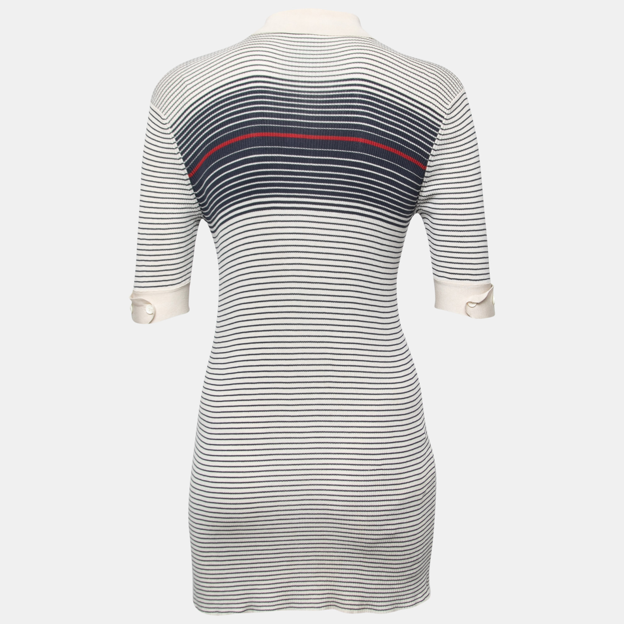 

Gucci Cream & Navy Striped Knit Mini Polo Dress
