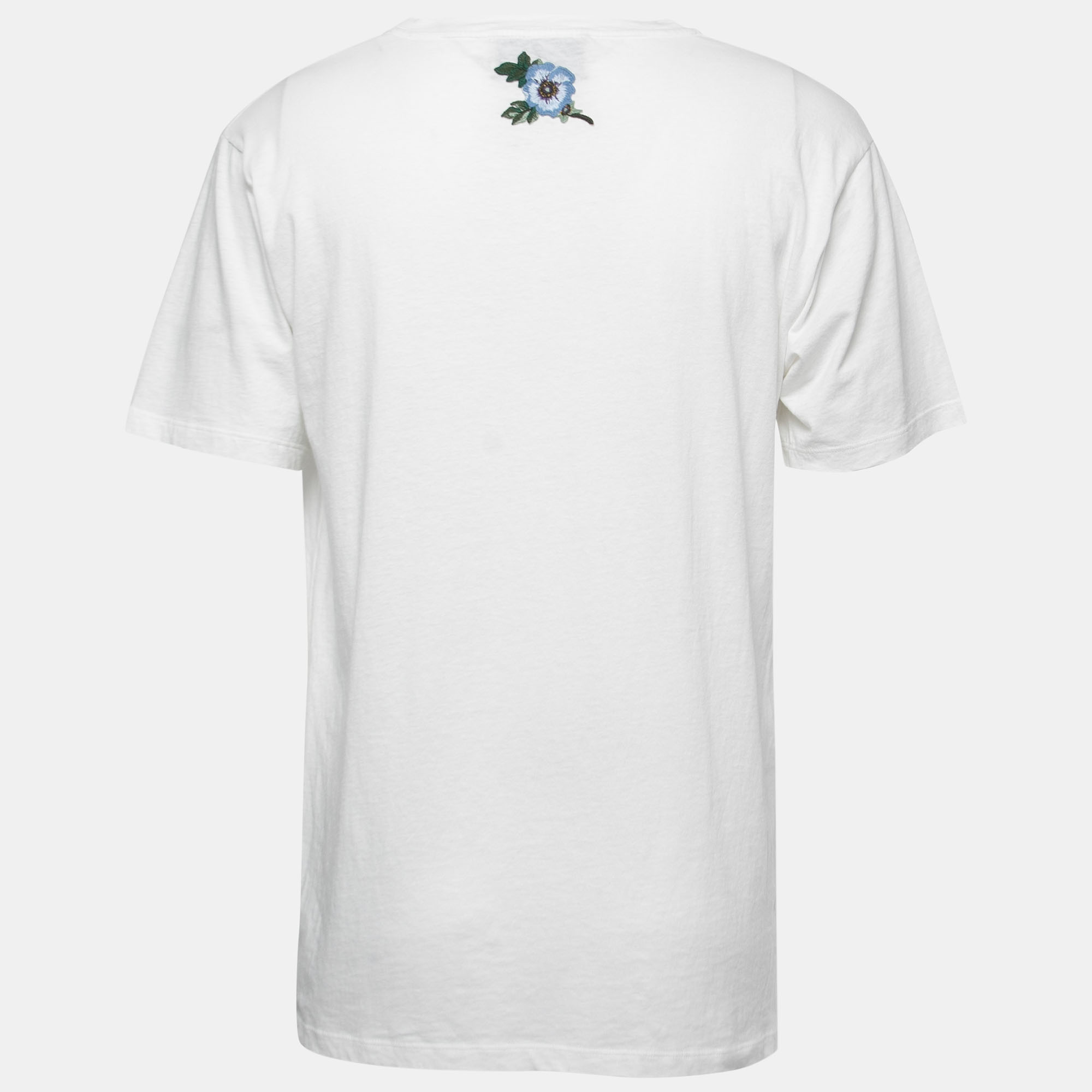 

Gucci White Vintage Logo Print Cotton Distressed Oversize T-Shirt