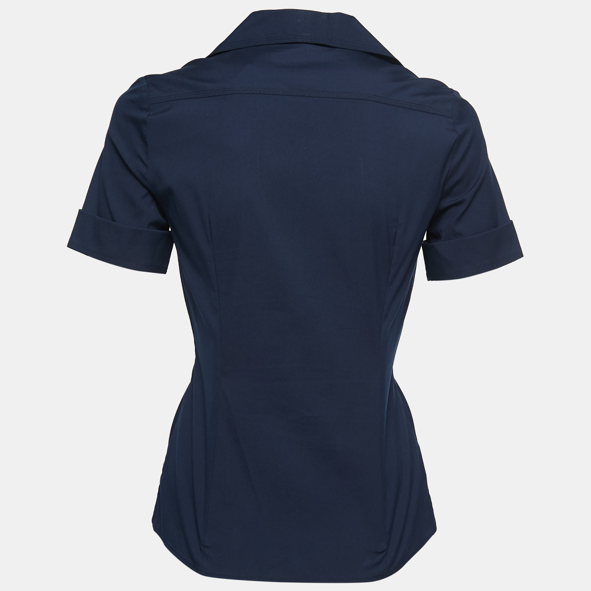 

Gucci Navy Blue Cotton Pleated Detail Shirt