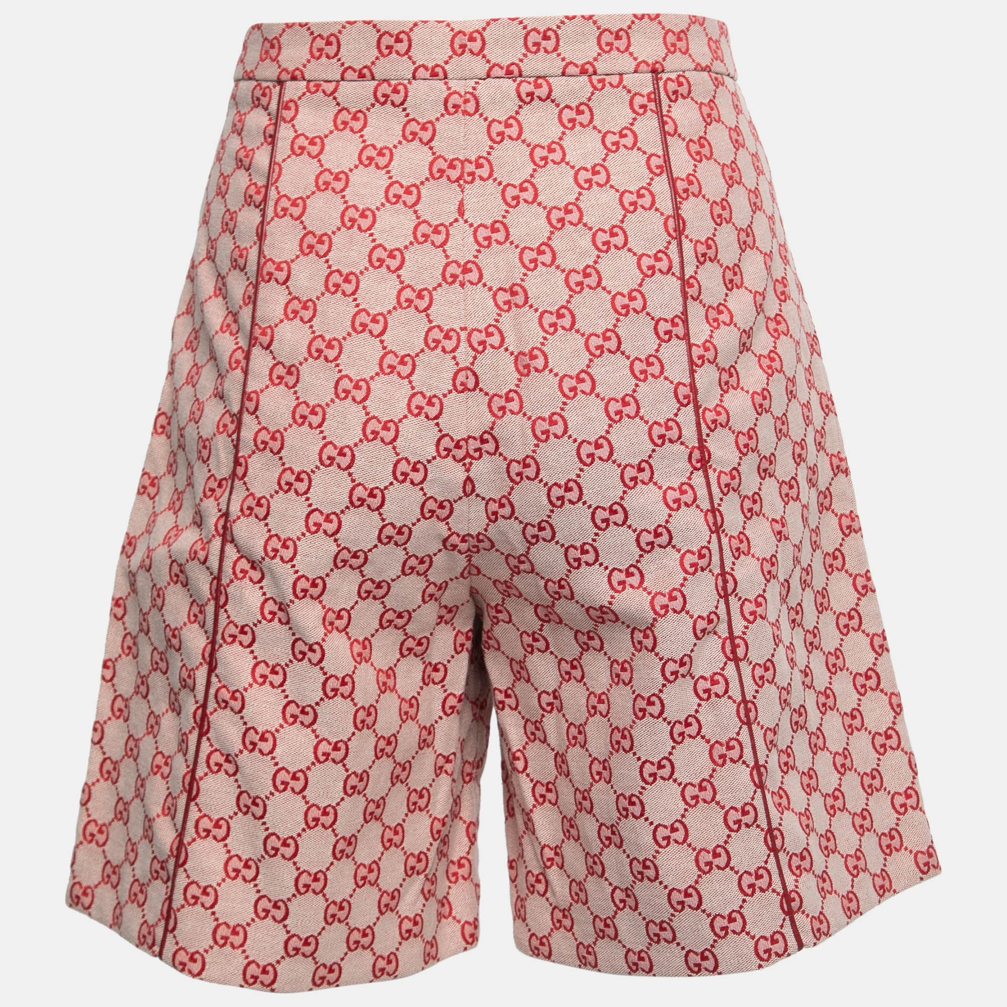 

Gucci Red GG Supreme Jacquard High Waist Shorts