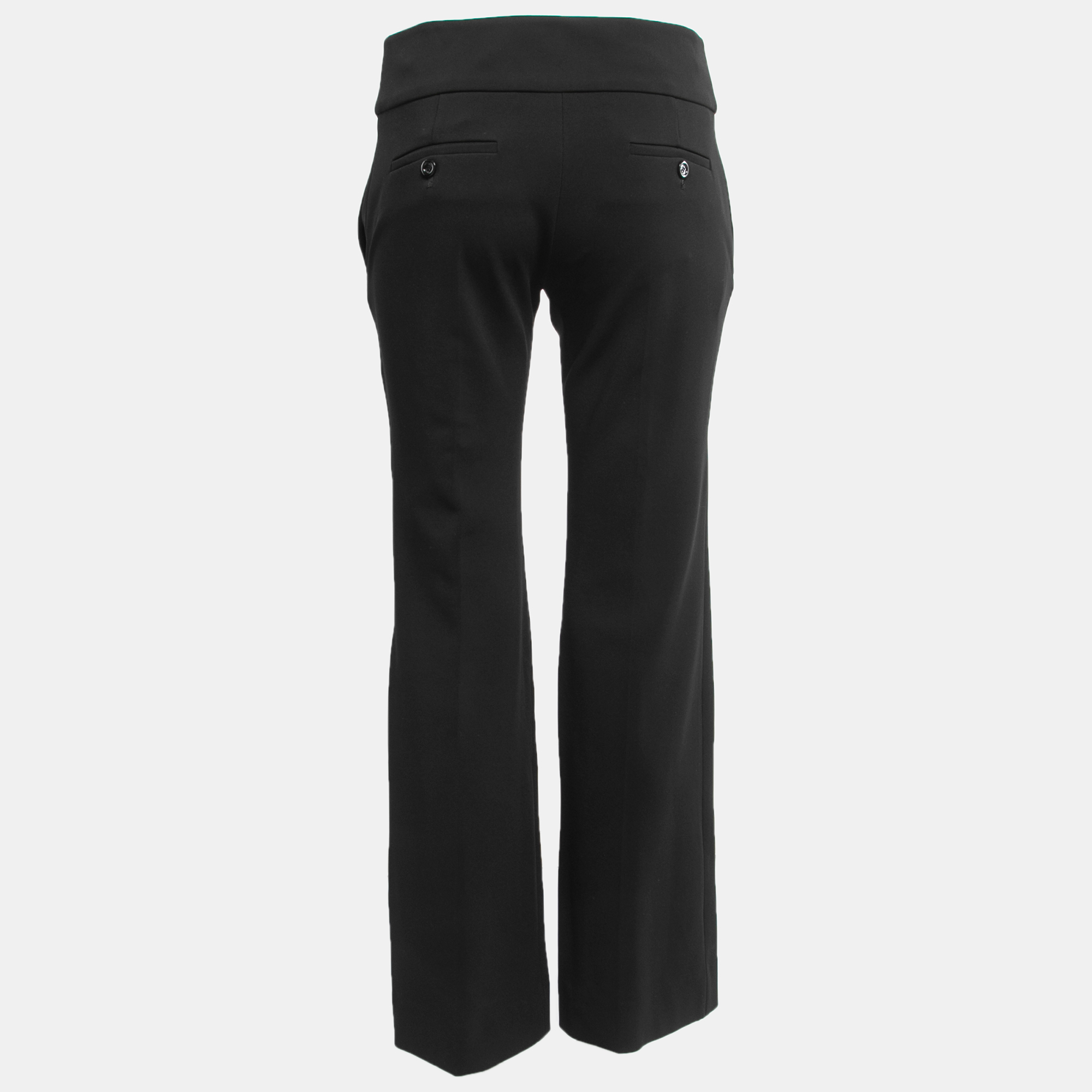 

Gucci Black Crepe GG Belt Detail Flared Trousers