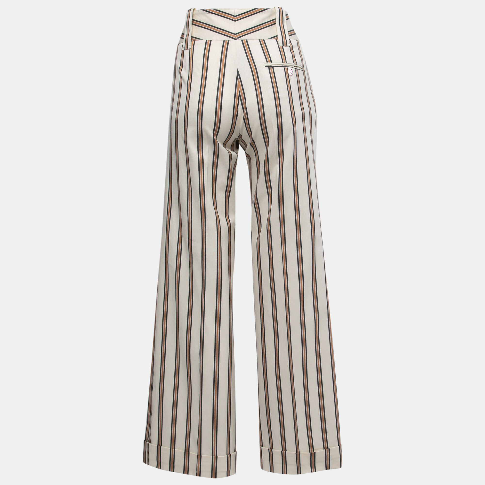 

Gucci Cream Striped Cotton Straight Leg Pants