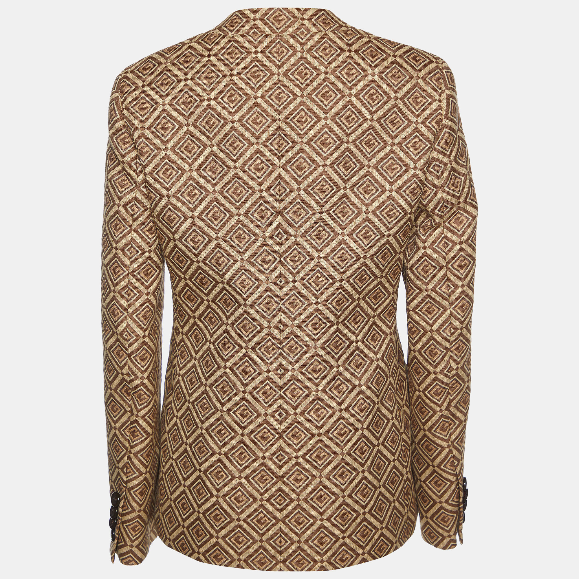 

Gucci Brown Logo Jacquard Cotton Double Breasted Blazer