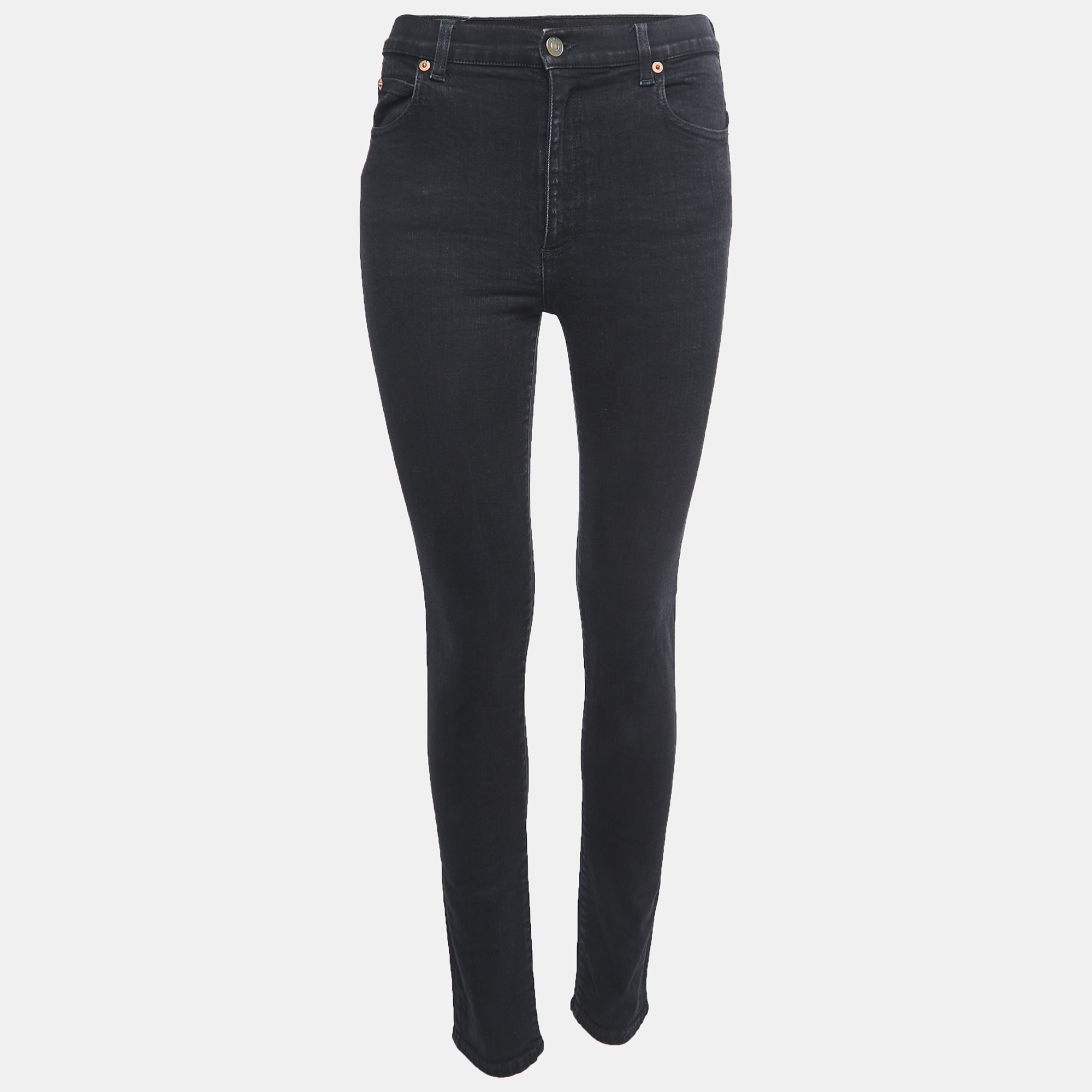 Gucci Black Stretch Denim High Waist Skinny Jeans M Waist 28"