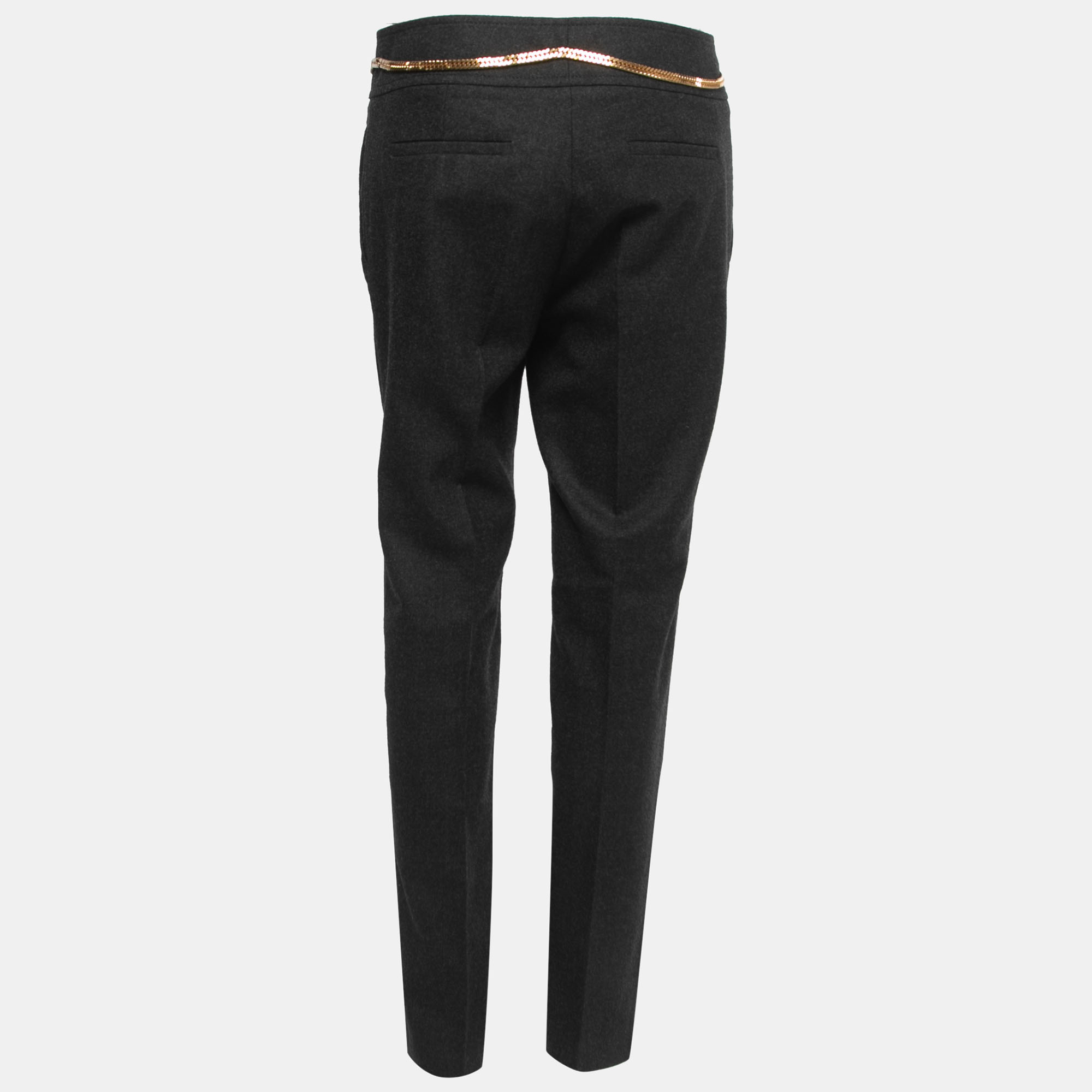 

Gucci Vintage Black Wool Chain Detail Tailored Trousers