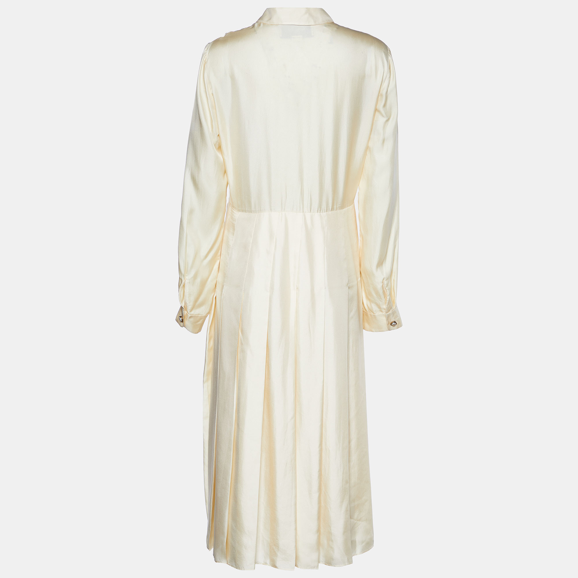 

Gucci Cream Silk Embroidered Pocket Maxi Dress