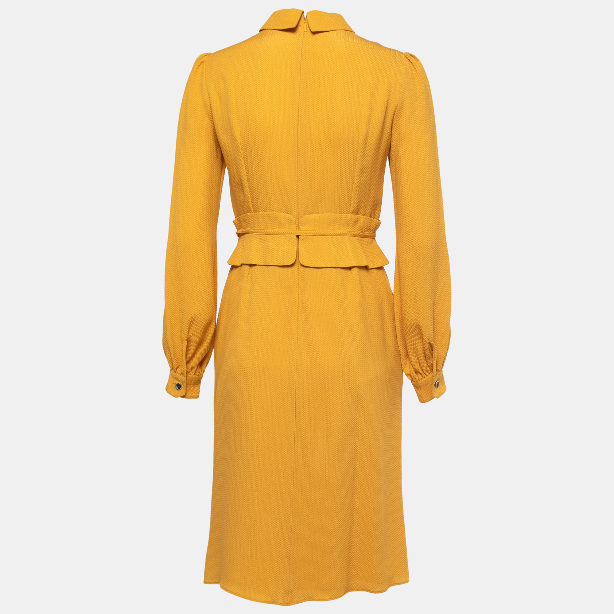 

Gucci Yellow Silk Buttoned Long Sleeve Flared Dress