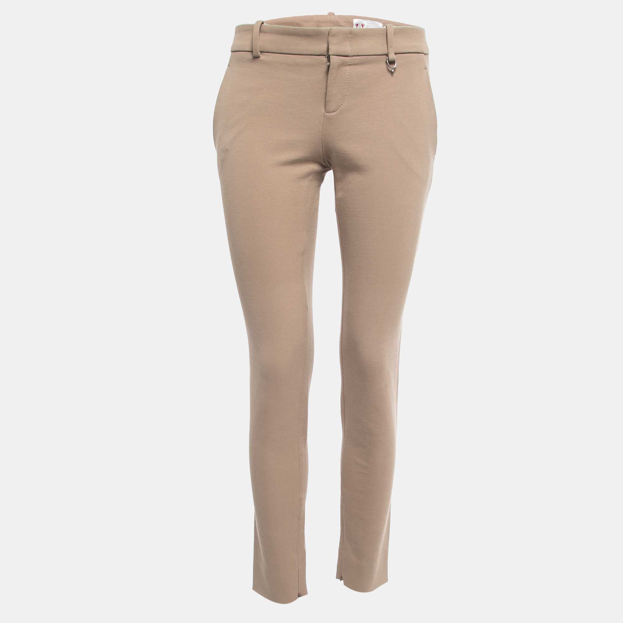 Pre-owned Gucci Beige Cotton Blend Trousers S